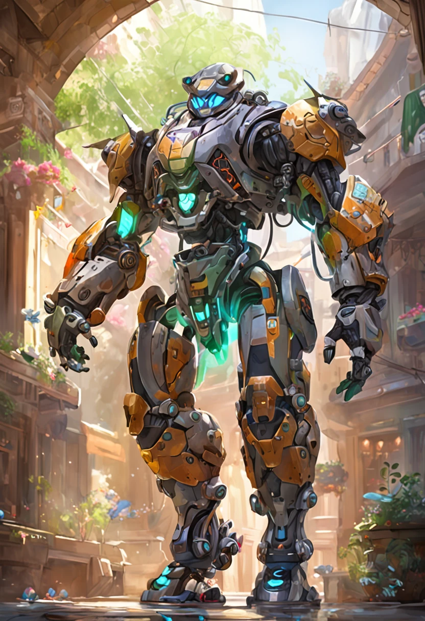 personification,Transparent mechanical panda,Cyberpunk, dreamy glow, luminous neon lights, ( Global illumination, Ray traching, hdr, unreal render,reasonable design, high detal, Masterpiece, Best quality, hyper HD, Cinematic lighting), Mecha musume