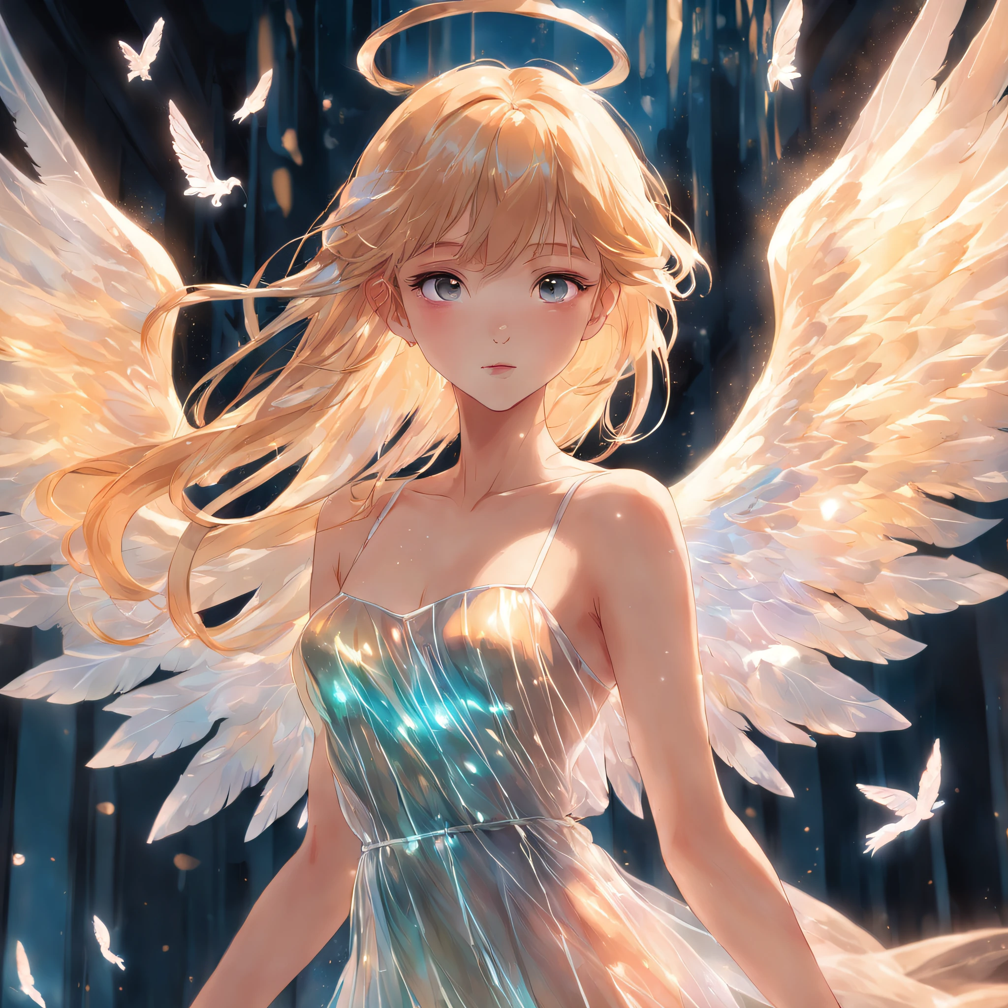 **vogue photography, Fashion female model in dress,Translucent plastic wing,angel wing, California Impressionism, Soft sunlight, Y2k is beautiful,Dream style 16k