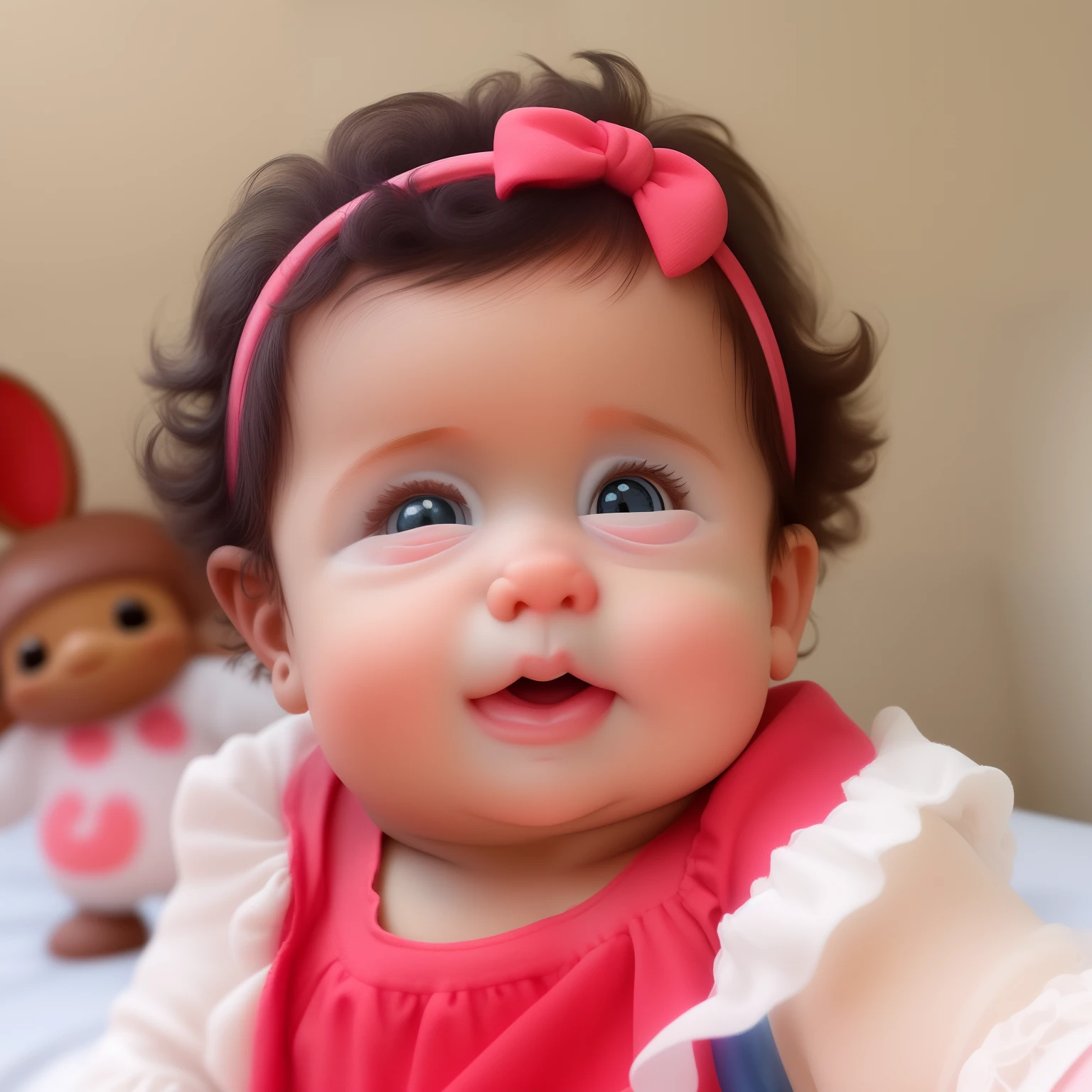 there is a  that is sitting in a stroller, rosey cheeks, cute pout, nivanh chanthara, intense expression, with round cheeks, babies in her lap, with cute doting eyes, she has a cute face, pouty face, serious expression, with accurate face, face shot, innocent face, she has a cute expressive face, potrait