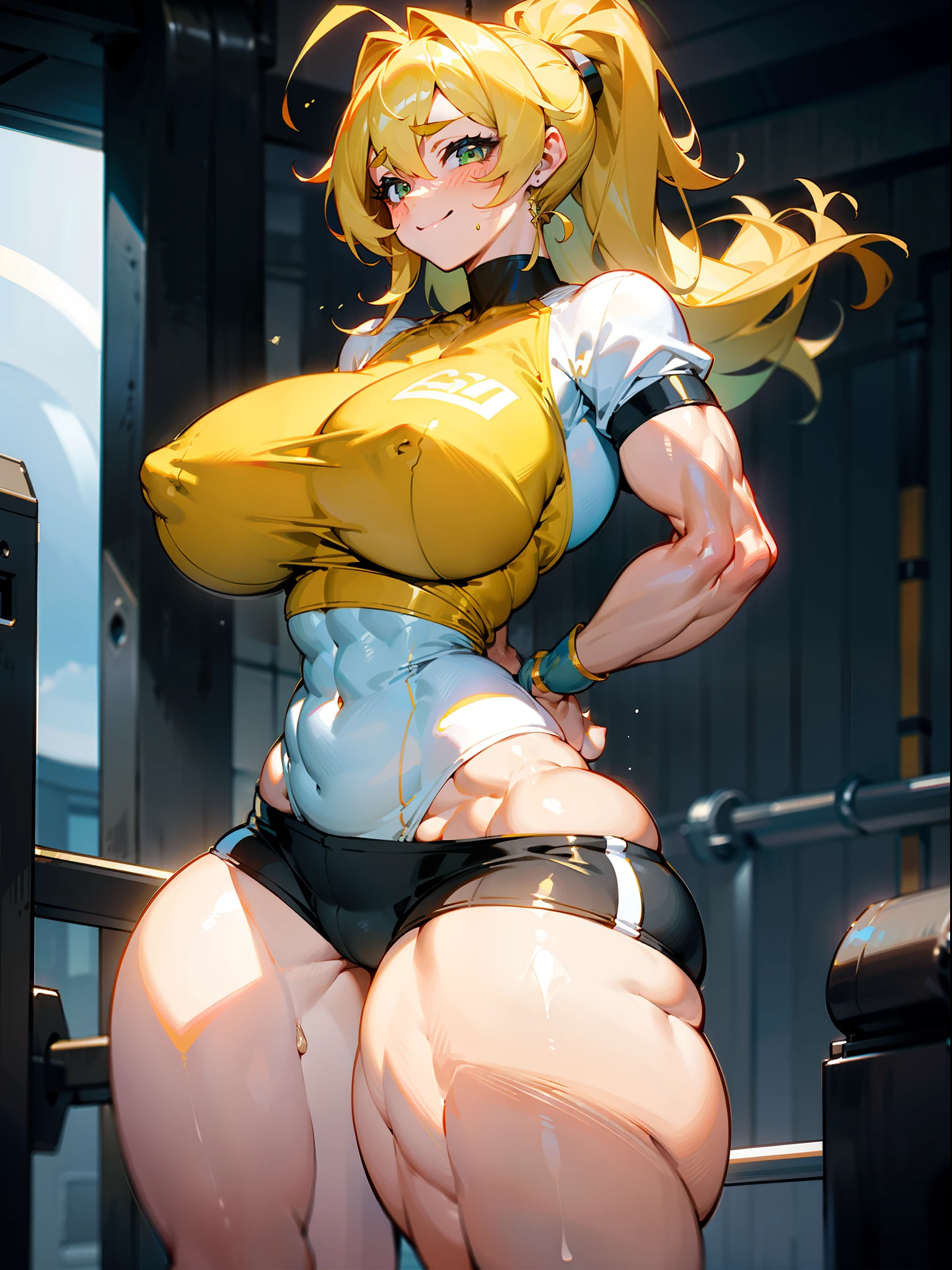 Beautiful girl with yellow hair,musculous,The thighs are extremely strong,The butt is extremely big,The ass is extremely strong,The chest is extremely large,The are extremely large,Nipple spraying is extremely abundant,Breasts that are exaggerated,white short sleeve,Black shorts,Working out in a gym,The whole gym is milk,The thighs are extremely thick,The arms are extremely thick,a giantess,The size is extremely large,The butt is muscular,The thighs are muscular,The arms are muscular,Working out in a gym,With a smile,is shy,Best quality at best,a giantess,Super big,Super big thick legs,breasts bigger than head,The largest breast ever,The largest nipple ever,The thickest thigh ever,Beautiful girl with yellow hair,musculous,The thighs are extremely strong,The butt is extremely big,The ass is extremely strong,The chest is extremely large,The are extremely large,Nipple spraying is extremely abundant,Breasts that are exaggerated,white short sleeve,Black shorts,Working out in a gym,The whole gym is milk,The thighs are extremely thick,The arms are extremely thick,a giantess,The size is extremely large,The butt is muscular,The thighs are muscular,The arms are muscular,Working out in a gym,With a smile,is shy,Best quality at best,a giantess,Super big,Super big thick legs,breasts bigger than head,The largest breast ever,The largest nipple ever,The thickest thigh ever,Beautiful girl with yellow hair,musculous,The thighs are extremely strong,The butt is extremely big,The ass is extremely strong,The chest is extremely large,The are extremely large,Nipple spraying is extremely abundant,Breasts that are exaggerated,white short sleeve,Black shorts,Working out in a gym,The whole gym is milk,The thighs are extremely thick,The arms are extremely thick,a giantess,The size is extremely large,The butt is muscular,The thighs are muscular,The arms are muscular,Working out in a gym,With a smile,is shy,Best quality at best,a giantess,Super big,Super big thick legs,breasts bigger than h