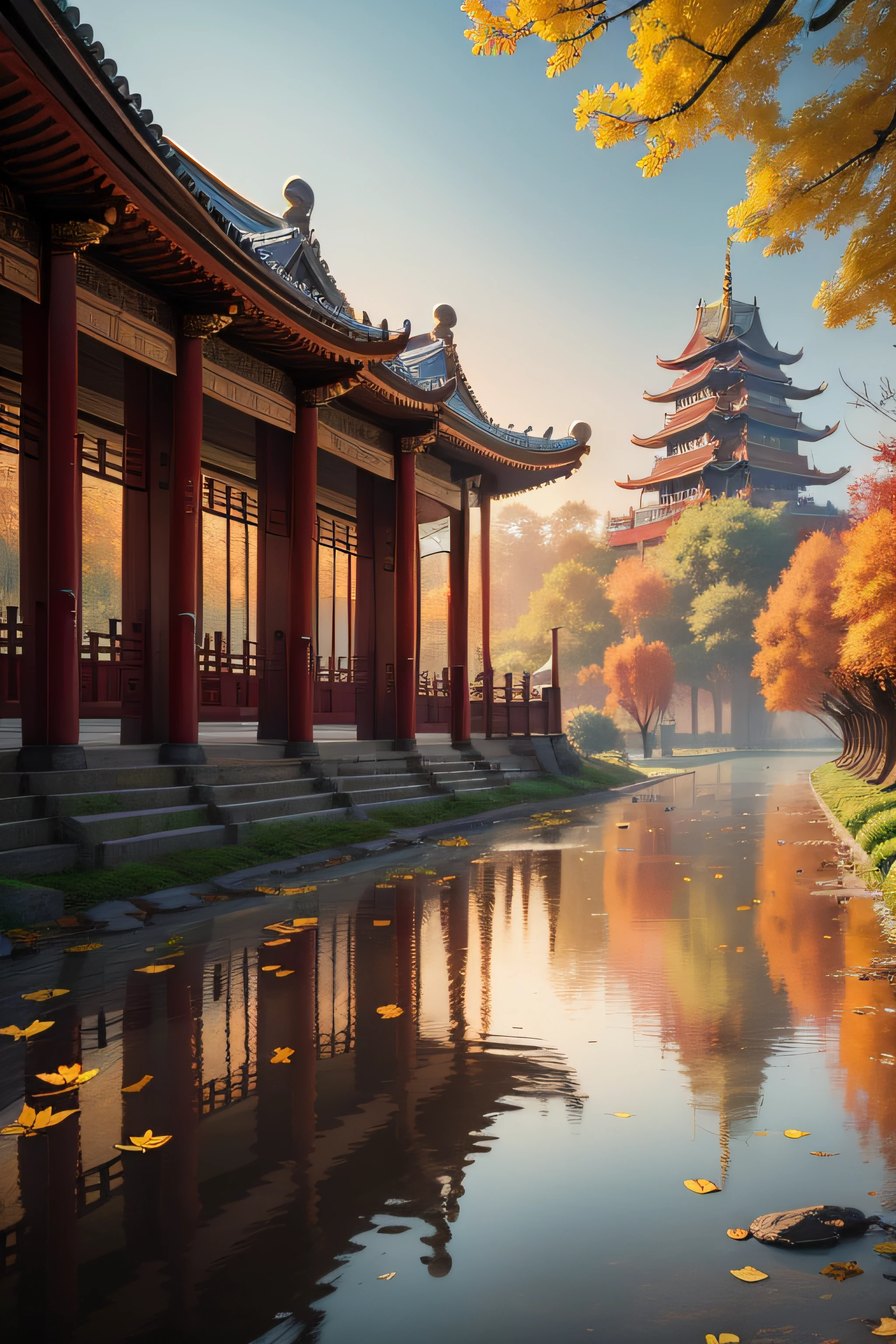 4K、Chinese、Grand palace、Song dynasty、Autumn landscape、