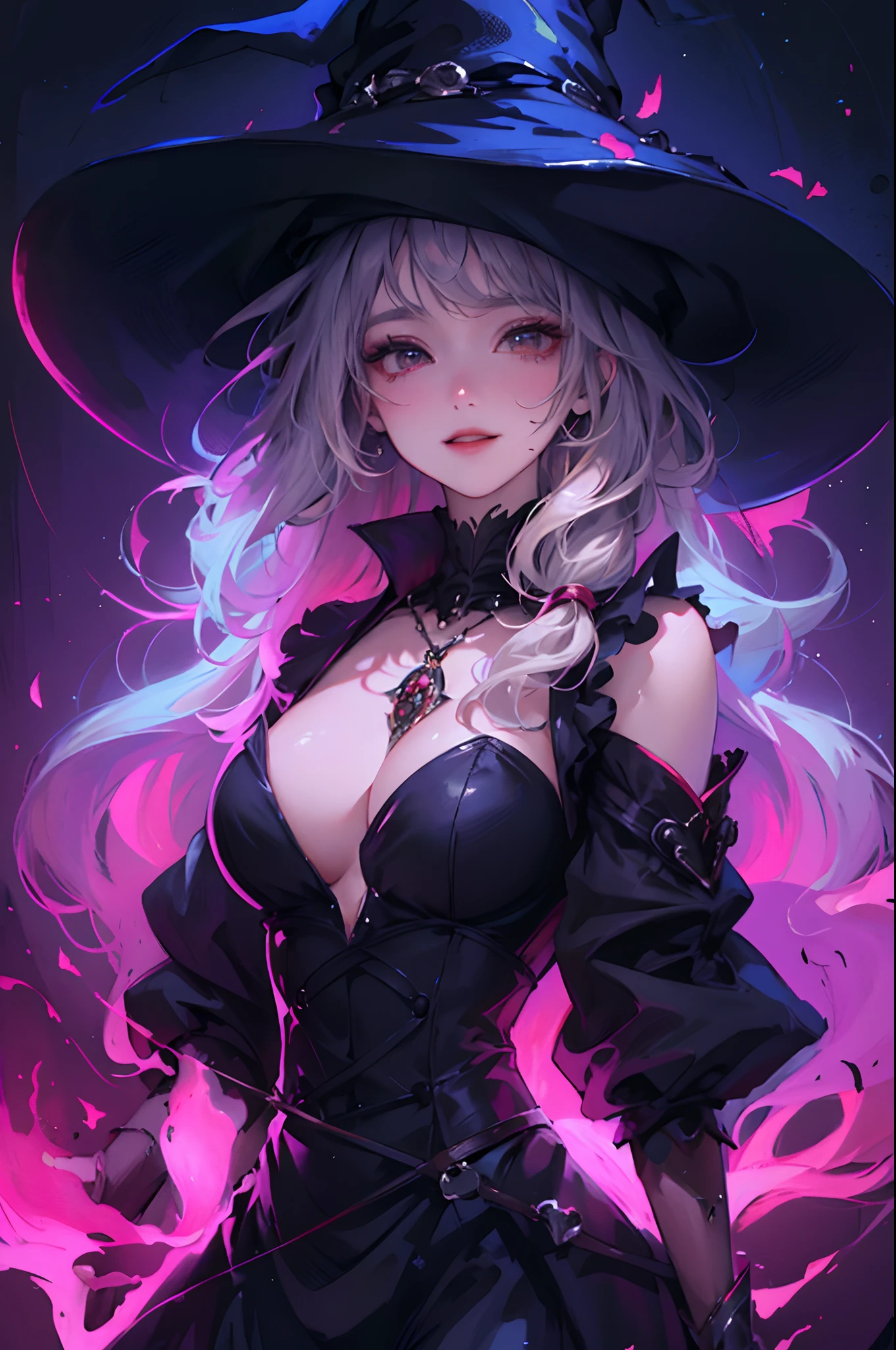 (masterpiece, top quality, best quality, official art, beautiful and aesthetic:1.2), (1girl), extreme detailed,  thick_red_book_face, A portrait of a beautiful witch, smiling, intricate, beautiful,