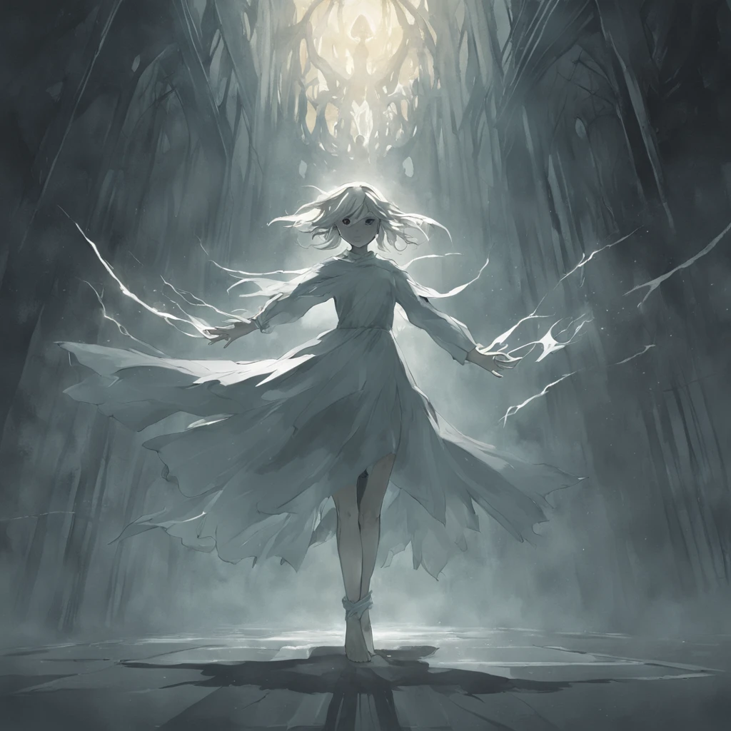 "Enter a haunting tale where an ethereal figure traverses the blurred line between reality and the supernatural. This ghostly presence haunts the psyche of a troubled person, weaving through the corridors of their mind, embodying their fears and desires. Imagine a dark emotional landscape, where the ghostly entity personifies their inner demons. With a cool aura of allure, it guides the individual through their memories, confronting suppressed truths. Other spirits--echoes of past experiences--mingle in a haunting ballet. As the entity delves deeper, the journey becomes one of self-discovery, blurring the line between tormentor and guide. The troubled individual navigates a path that unearths both fears and potential. The ethereal figure becomes a symbol of the intricate dance between human spirit and the supernatural unknown."