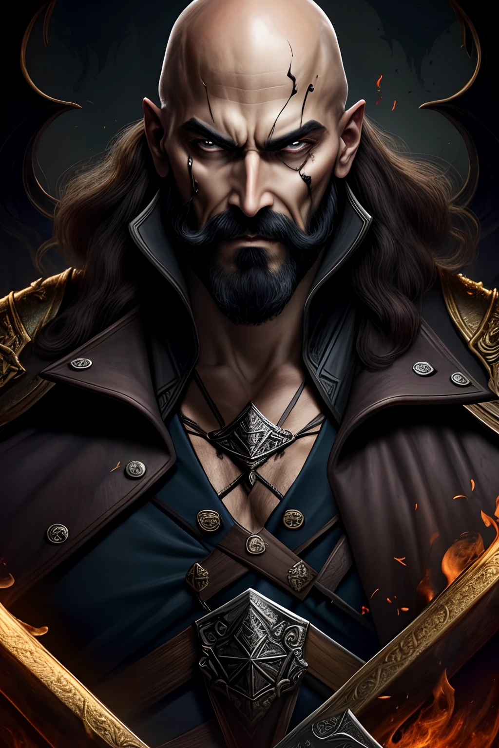 Castlevania Shadow Lord Bald Beard Handsome Warrior with Demons Movie Commercialization Super Detailed Hyper Realistic Masterpiece