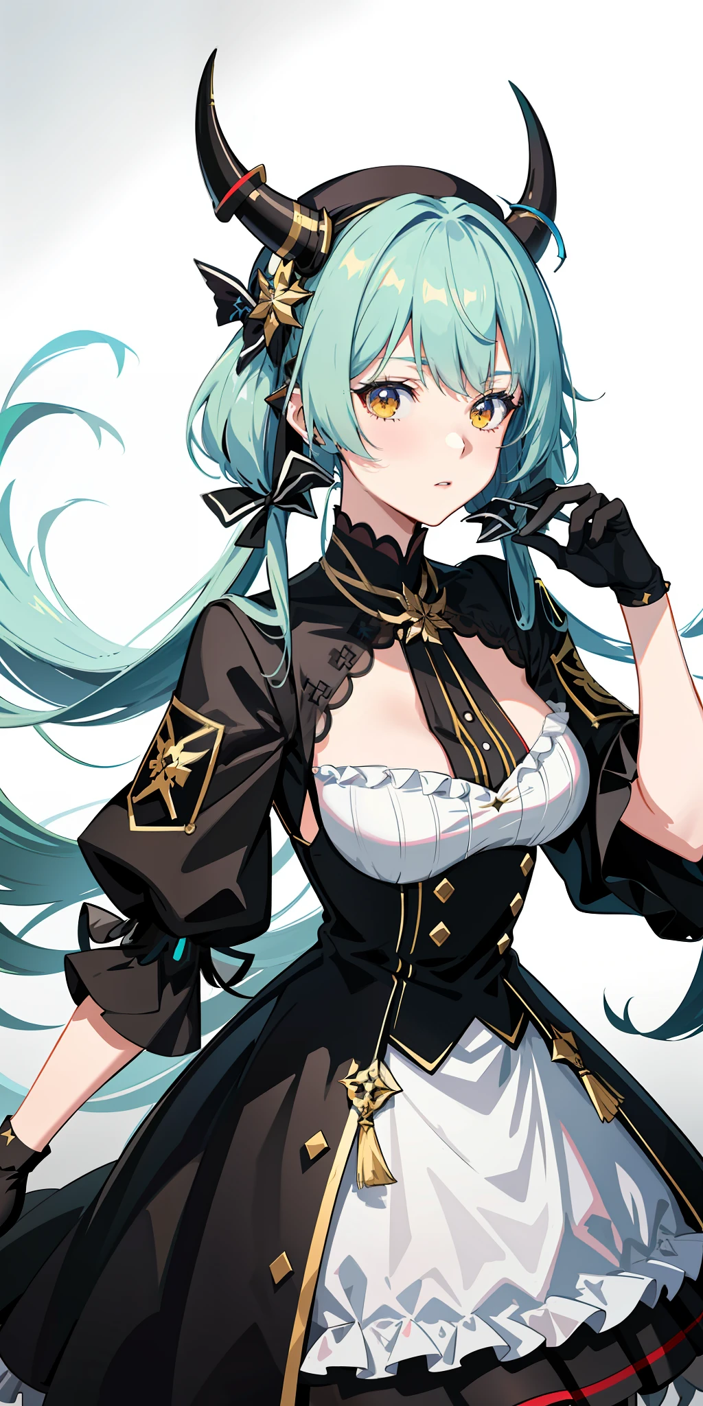 Anime characters with horns，Dresses and hats, Best anime 4k konachan wallpaper, from girls frontline, Ayaka Genshin impact, Fine details. Girl Front, official character art, Kushatt Krenz Key Art Women, From Arknights, A scene from the《azur lane》videogame, girls frontline style, high detailed official artwork, anime moe art style