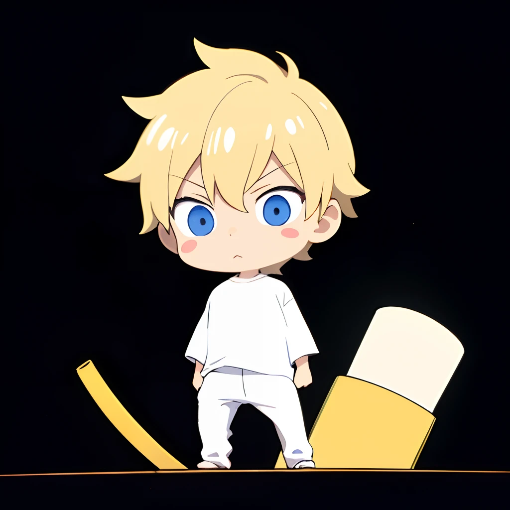 masterpiece, best quality, 1boy, tiny, sticker,background minimal, full body, anime style, cartoon, working