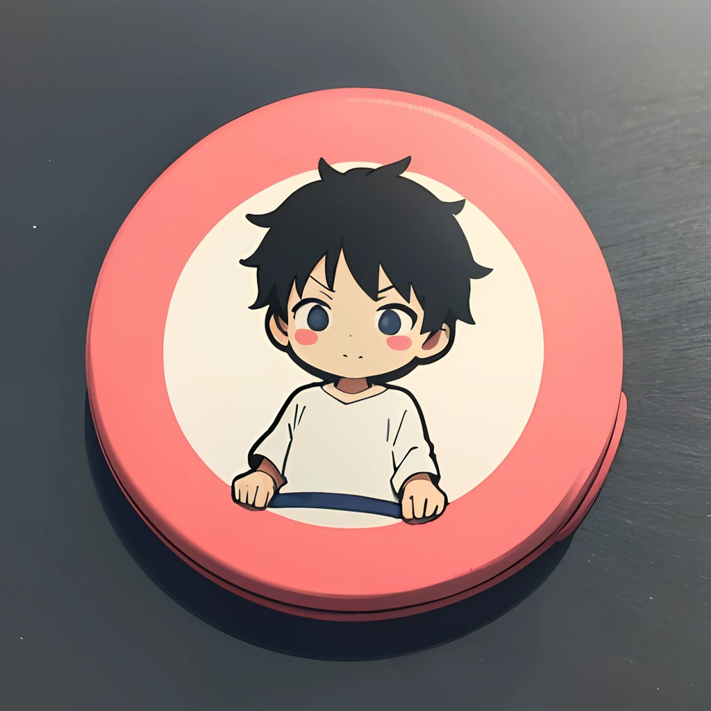 masterpiece, best quality, 1boy, tiny, sticker,background minimal, full body, anime style, cartoon, working