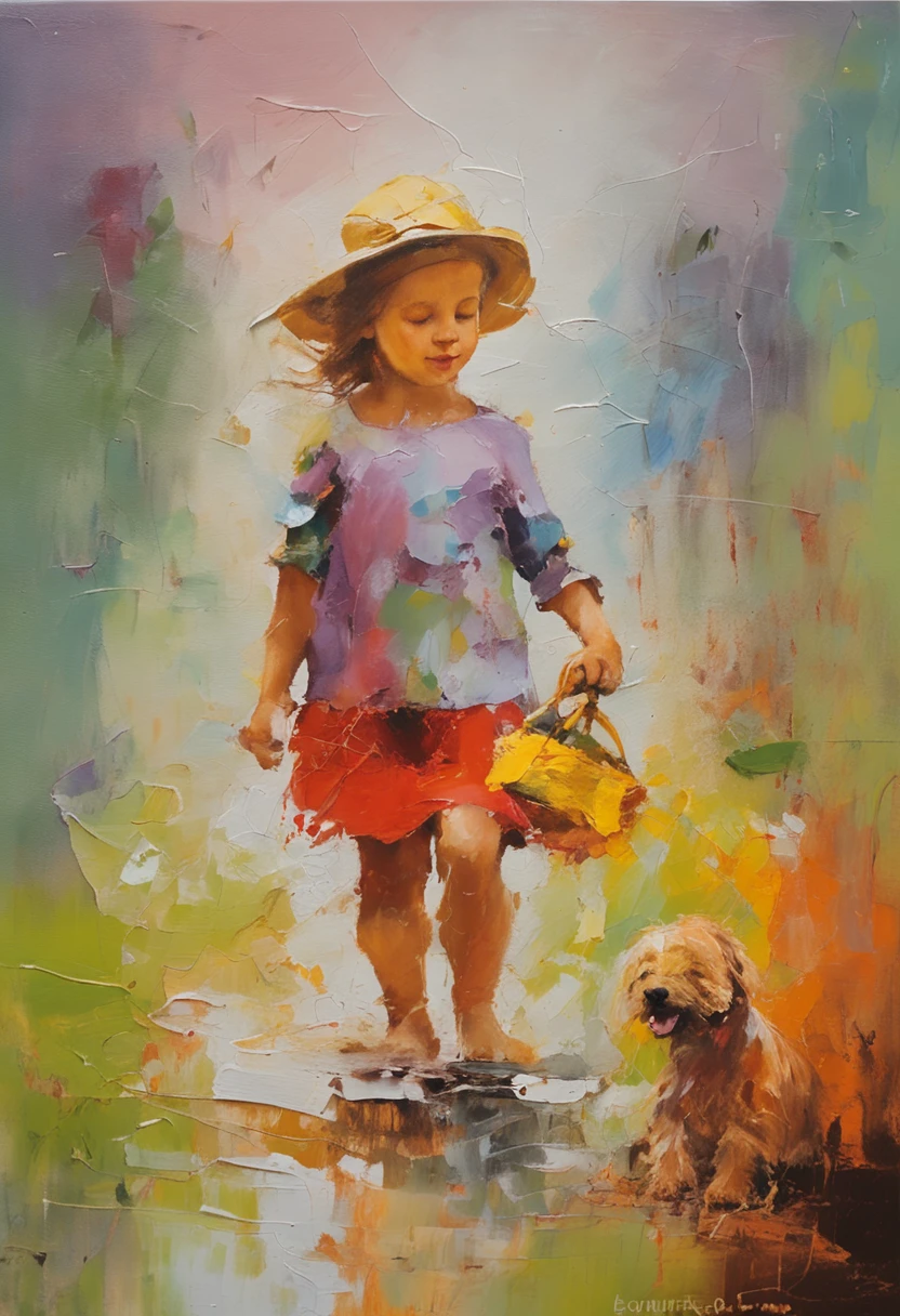 In spring, in nature, a and dog, play