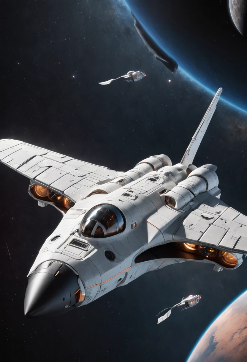 (space art),(high angle view:1.2), in space, A Large aircraft carriers , Below the spaceship is space，Cyberpunk, Dreamy Glow, Luminous neon lamp,  ( Global illumination, raytracing, HDR, unreal render,reasonable design, high detailed, masterpiece, best quality, UHD, Cinematic Lighting)
