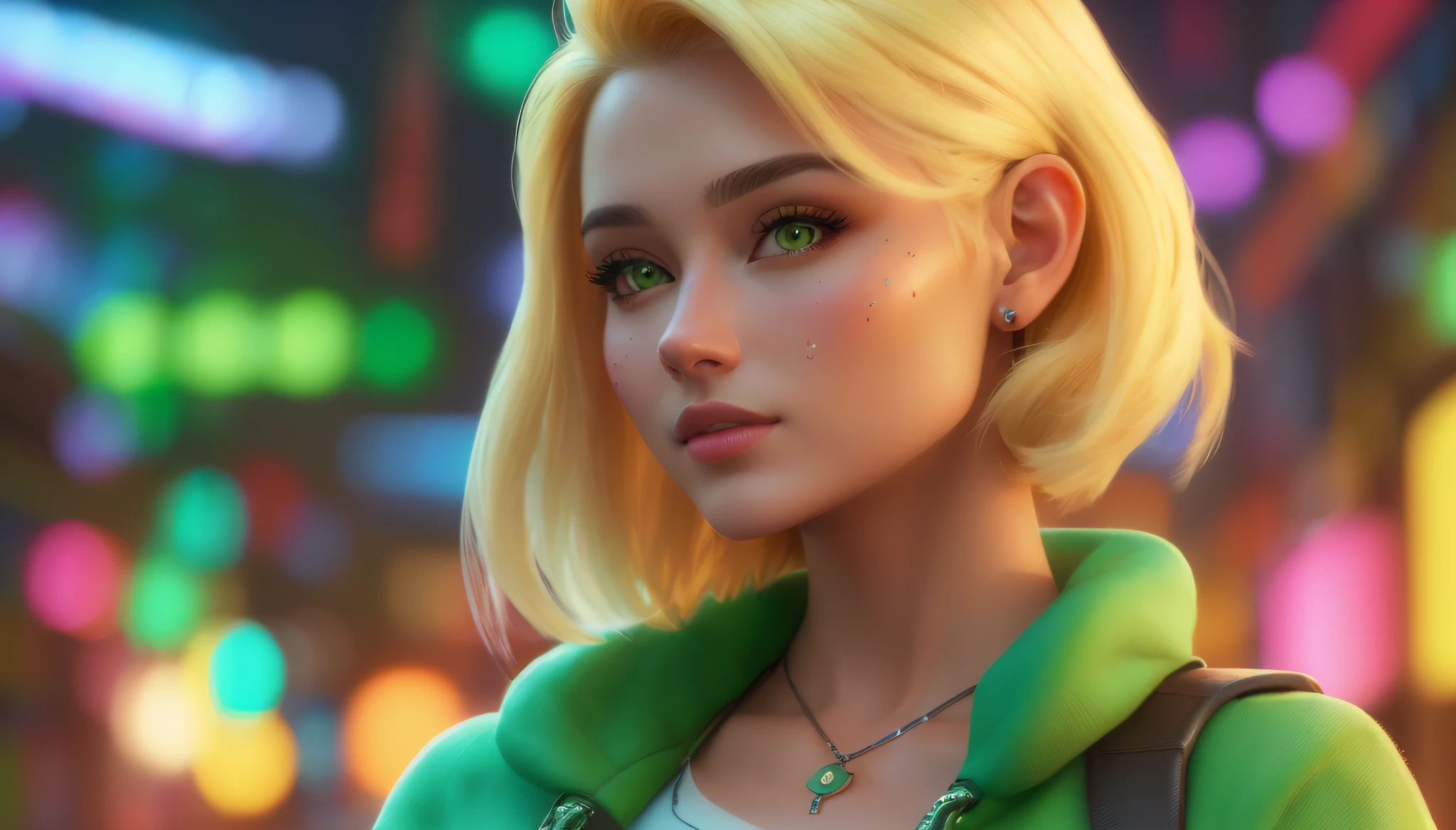 um close up de uma mulher com uma jaqueta verde e uma mochila, 8K Artgerm Bokeh, deviantart artstation cgscosiety, estilo de arte realista, 3 d render arte do caractere 8 k, estilo de arte fotorrealista, 🤤 retrato da menina, Retrato CGSetivity, Arte digital realista 4K, Arte digital realista 4K, retrato de personagem de closeup, estilo de arte realista