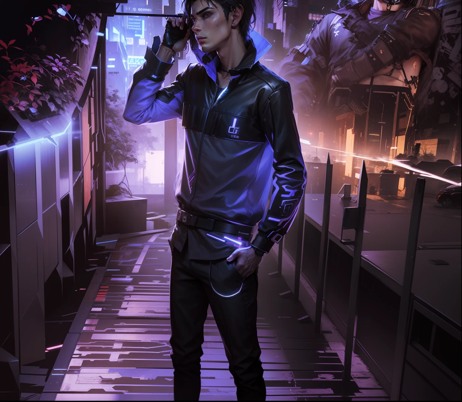 Change background cyberpunk hansome boy realistic face 8k ultra realistic