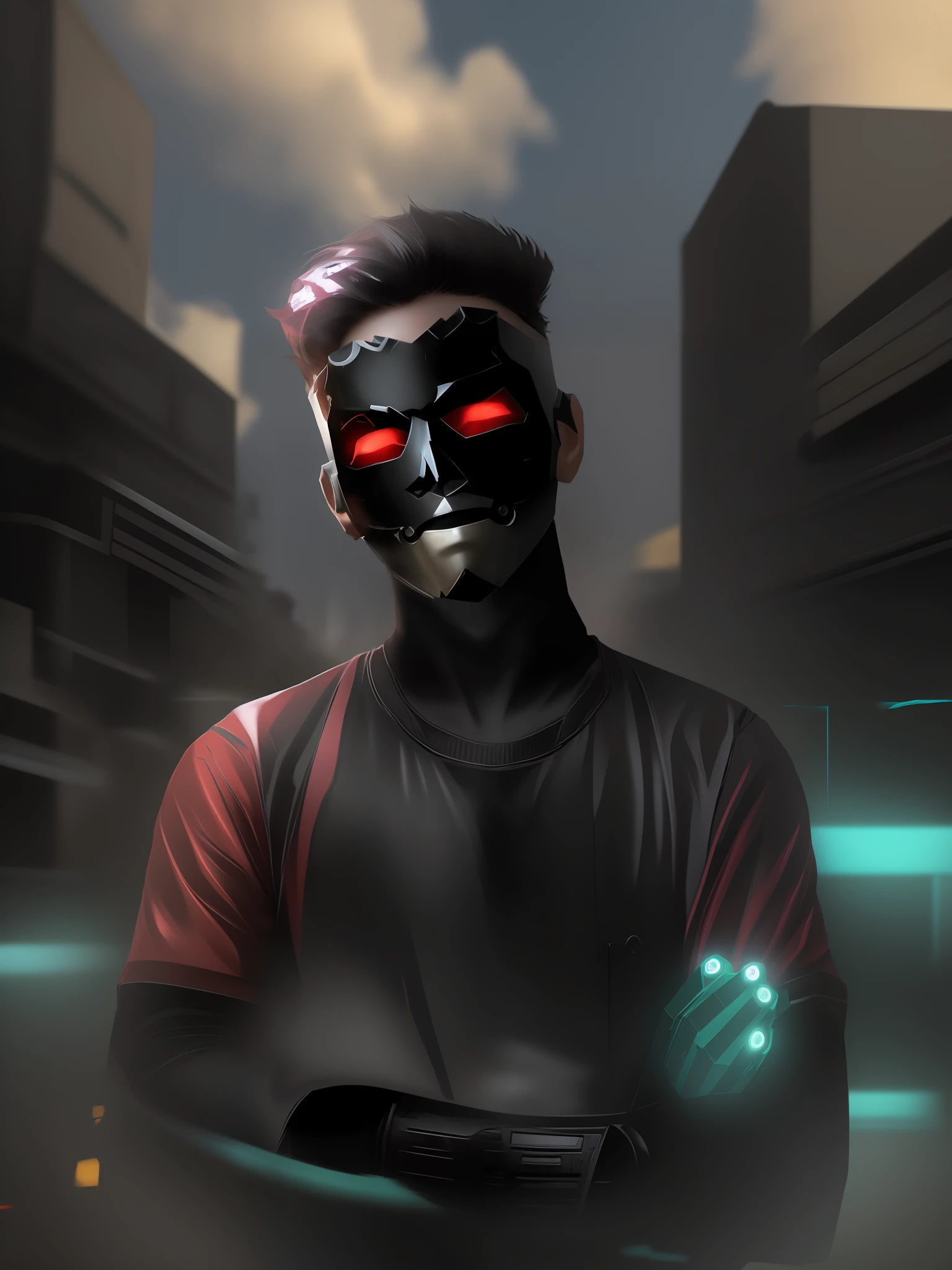 Make gaming background and made anime character wearing mask