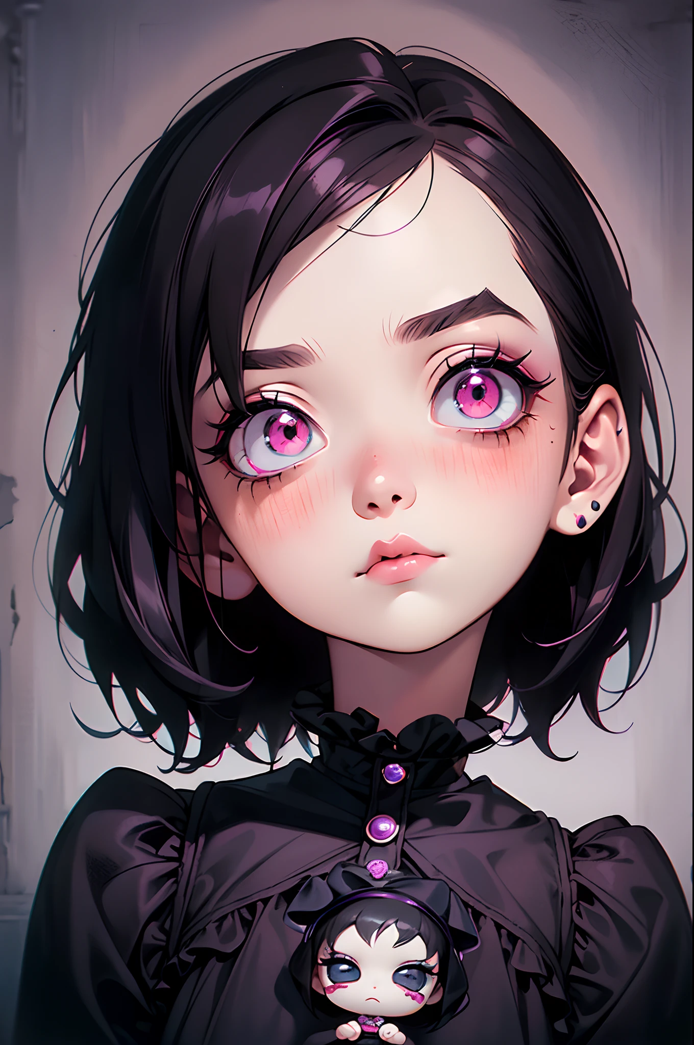 (Best Quality, tmasterpiece:1,1), little Dora, Strong Gothic Makeup,((Стиль Mark Ryden)), sensitivity, Detailed Illustration, grotesque, Complicated details, chilling, (aesthetics), excitement, Hyper-realistic, insanely detailed,