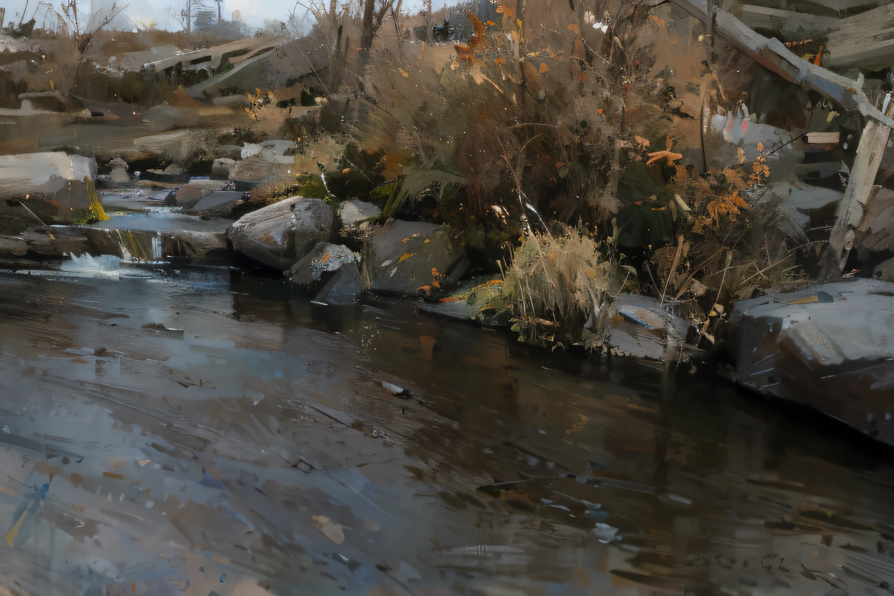 A watery river, Detailed, Clear