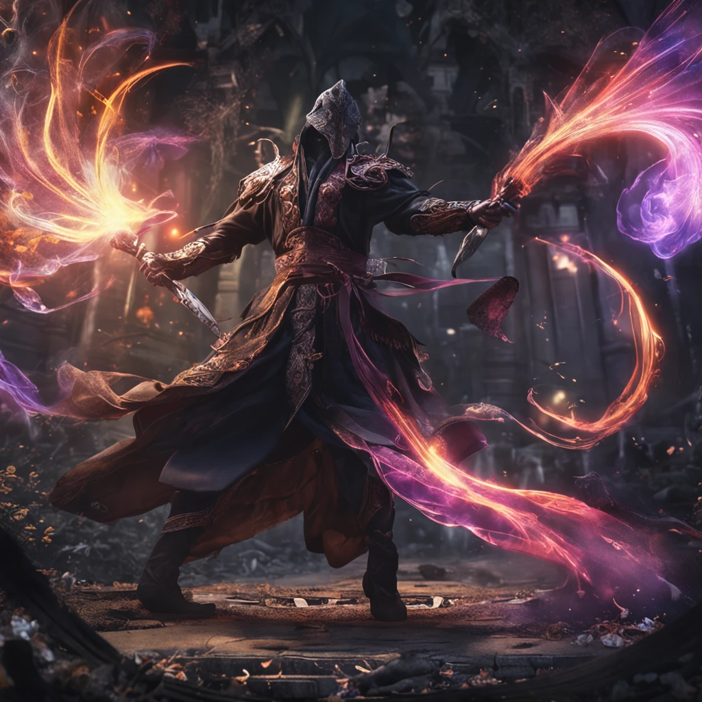 Best quality, Masterpiece, 超高分辨率, (photograph realistic:1.4), surrealism, Dream-like,fusionart, Shadowdancer, shadow magic, darkness control, stealth, shadowstep, umbral spells, hidden blade,