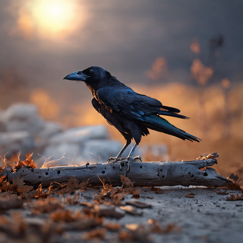 Two crows on a dead tree, A shadow shaped like a walker, Starry night, Thick fog on the ground, Blue light on the horizon, Unreal Engine 5, Cinematic, low angle photography, Motion blur, Depth of field, Dust, Cobblestones and dirt. Splash Art, dripping paint. Perfect color grading. Influenced by Karel Appel and Jeremy Mann, Full of dramatic and threatening scenes, Hyper-detailed, Beautiful, insanely details, Intricate details, editorial photography, shot with a 50mm lens, Depth of field, Tilt Blur, Shutter speed 1/1000, f/22. Lightmaps, Super bright