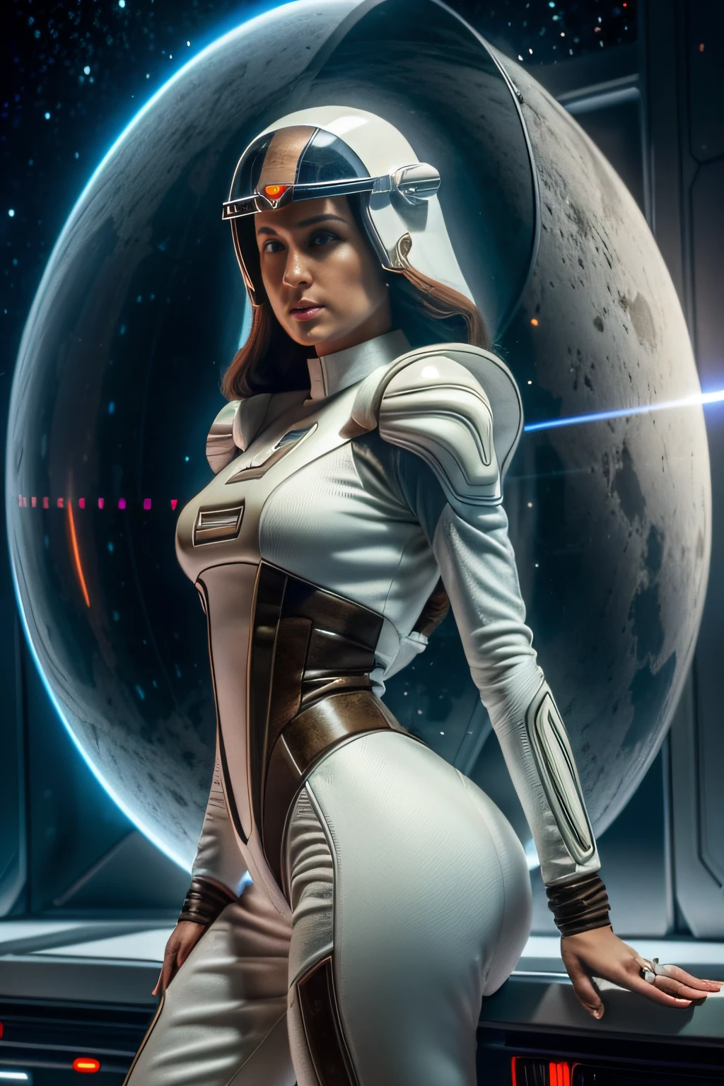 (((Buck Rogers 1979 series ‧ Science fiction))), Personagem Buck Rogers, White clothing with space character, Vogue Italy, Futuristic, Editorial de Moda, shot on Hasselblad H4D 200MS Digital Camera, (((ultra realistic))), (((super detalhado))), foto natural, filmed on a professional camera, Corte nos EUA, HDR, intrincate details, 8k
