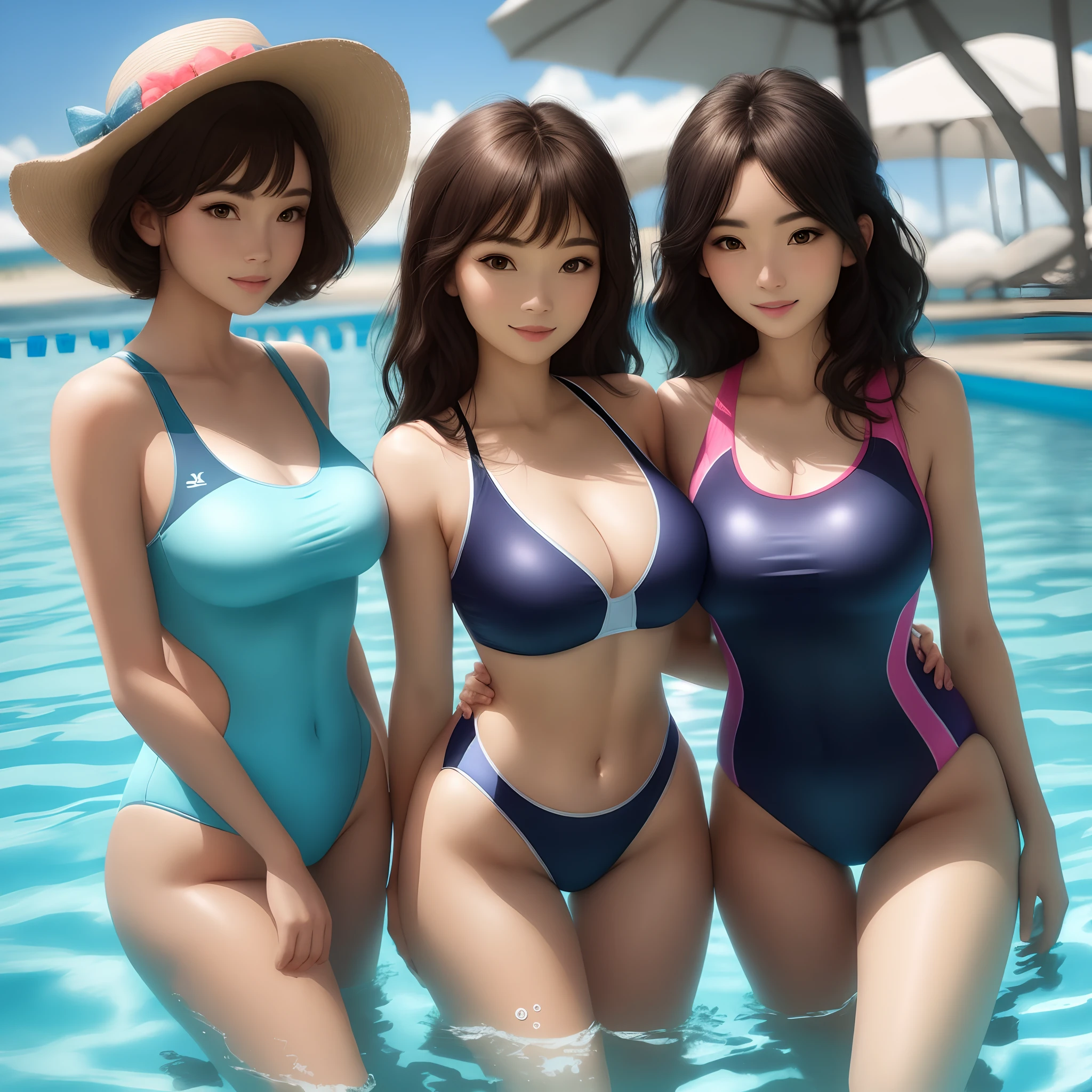 Two women wearing swimsuits