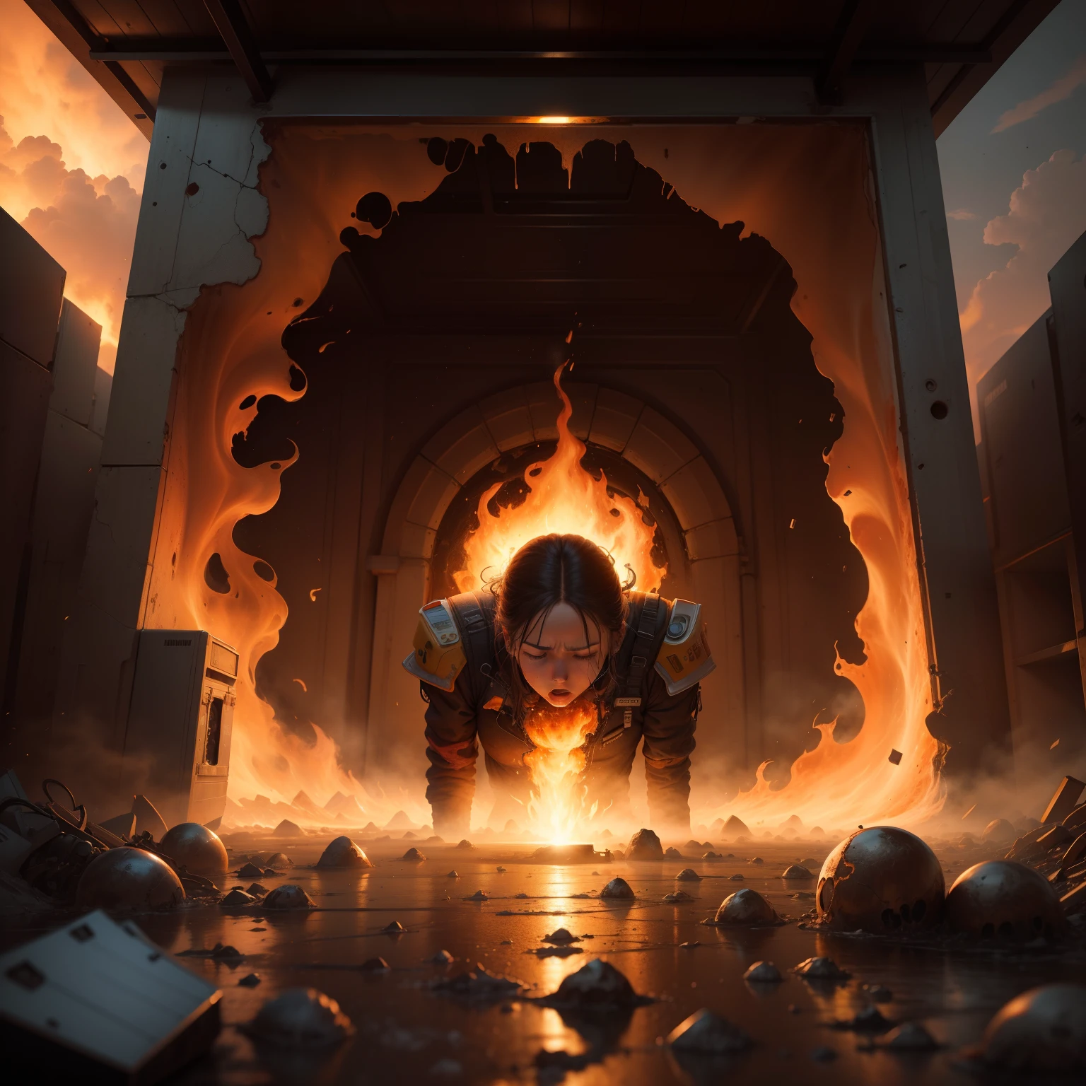 Realistic detailed image of a solar meltdown