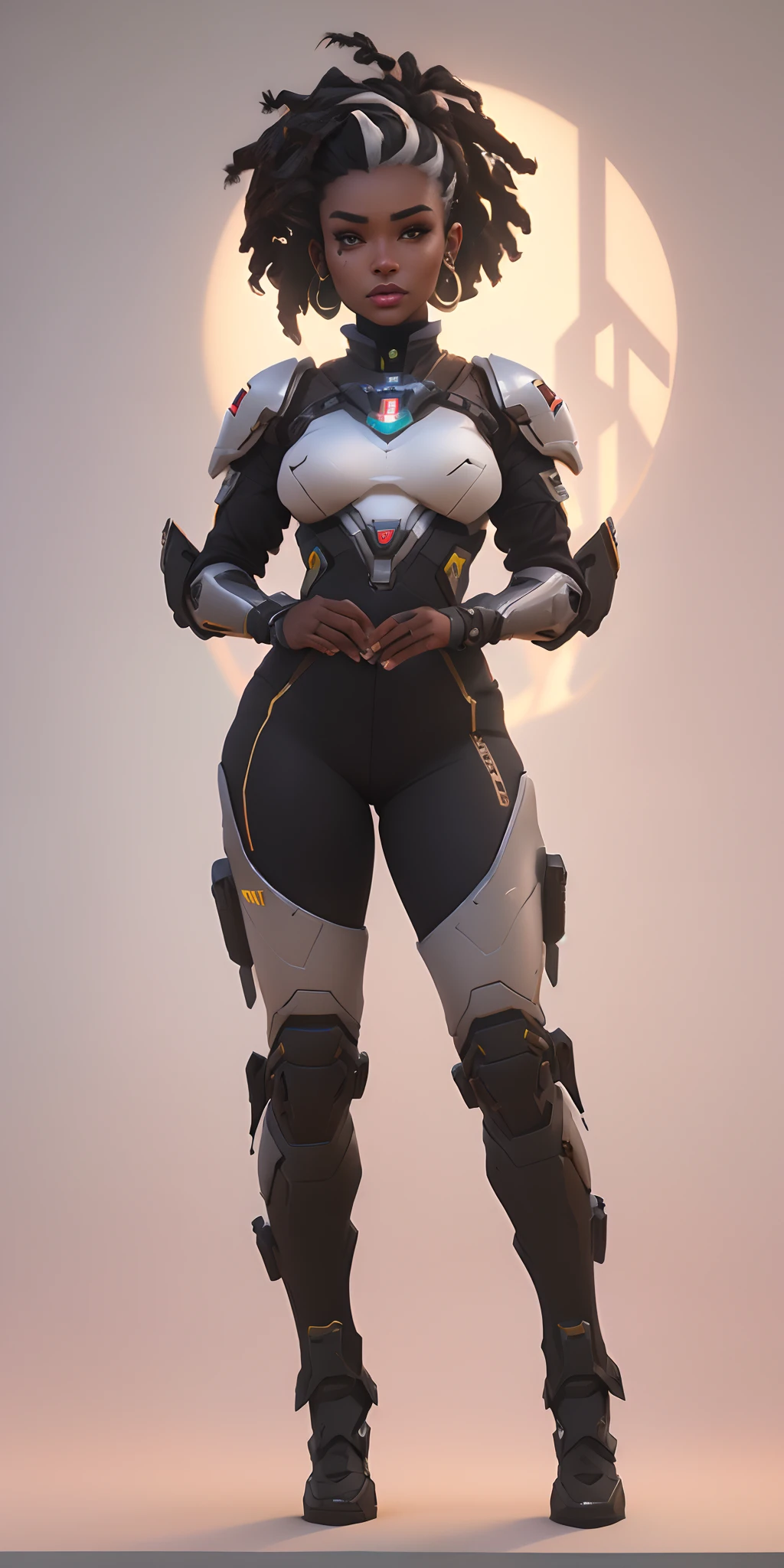 um close up de uma mulher com uma roupa futurista com uma arma, Eco de Overwatch, Como um personagem de Overwatch, sojourn from overwatch, tiro de corpo inteiro hiperdetalhado, full body render, renderizado em octanagem, renderizado em corona, Baptiste de Overwatch, como personagem de overwatch, renderizado em redshift, Personagem de Overwatch, renderizado em sfm, 3 d render arte do caractere 8 k