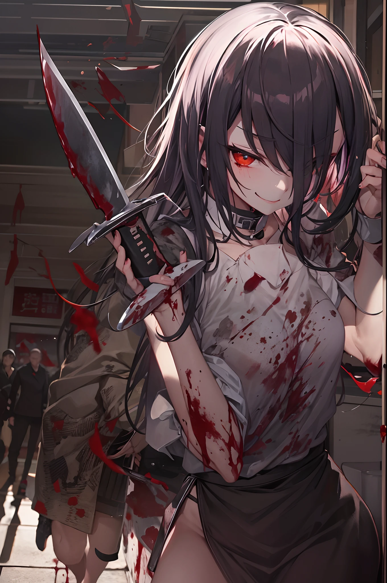 Knives、Come with a psychopath smile,Targeting stalkers、In residential areas、Slash with bloody and lively movements、With blood splashes