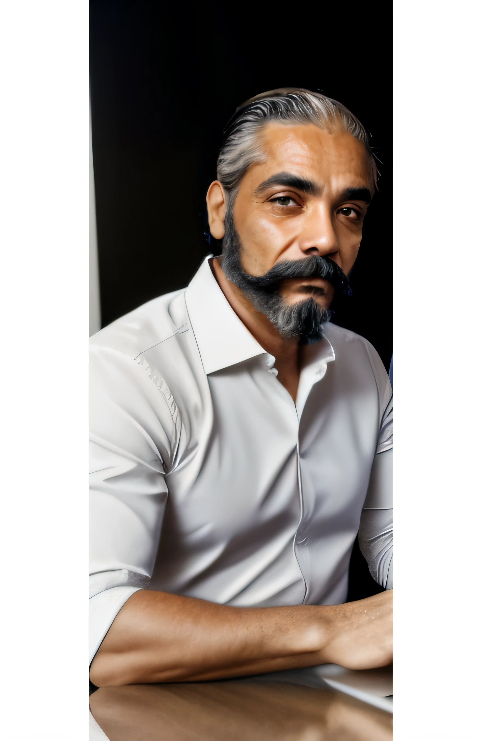 homem de 35 anos do seculo 18 com barba muito volumosa preta e com bigode volumoso