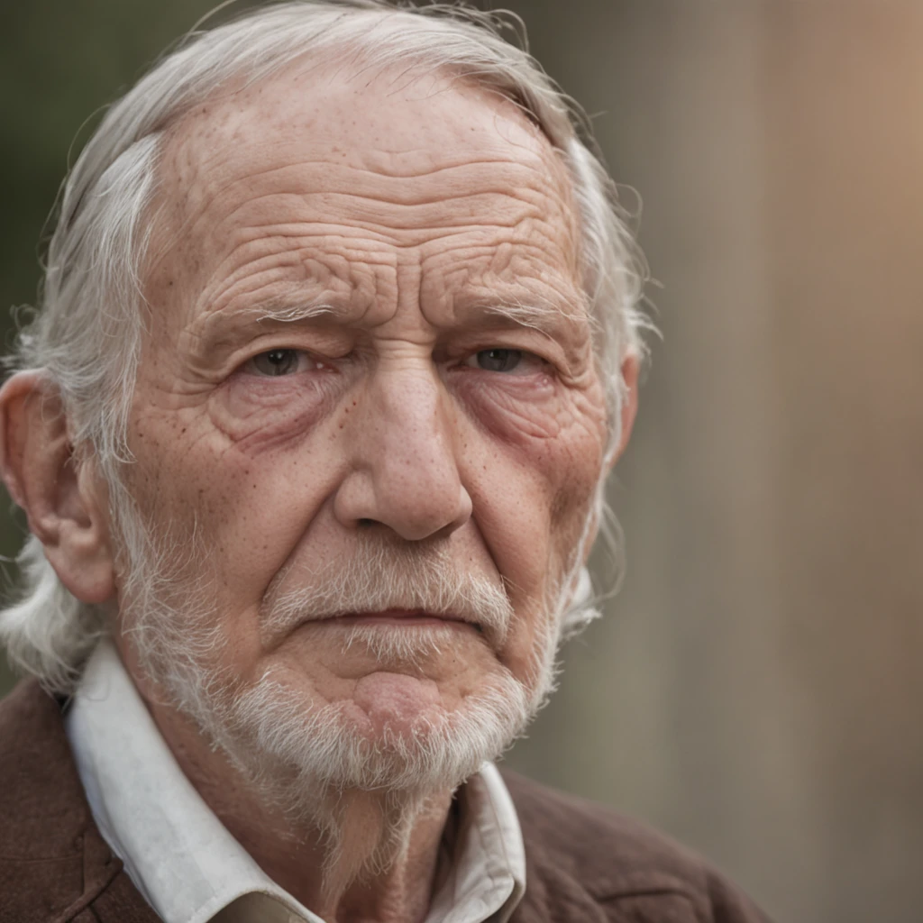 Detailed and macroscopic photos of the old man's face, Shot with a Sony A50r camera with FE 50mm - F7mm.8 GM lens.
