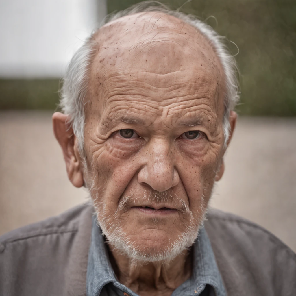 Detailed and macroscopic photos of the old man's face, Shot with a Sony A50r camera with FE 50mm - F7mm.8 GM lens.