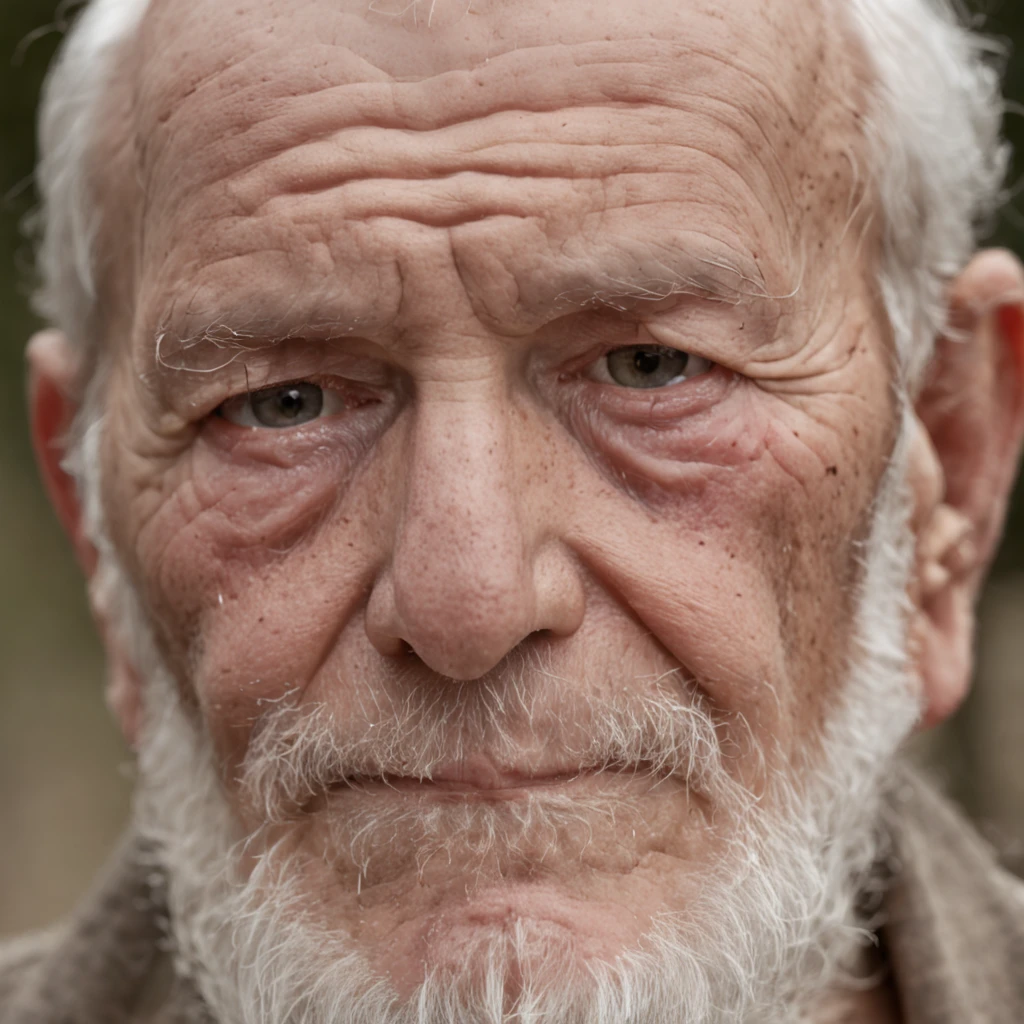 Detailed and macroscopic photos of the old man's face, Shot with a Sony A50r camera with FE 50mm - F7mm.8 GM lens.