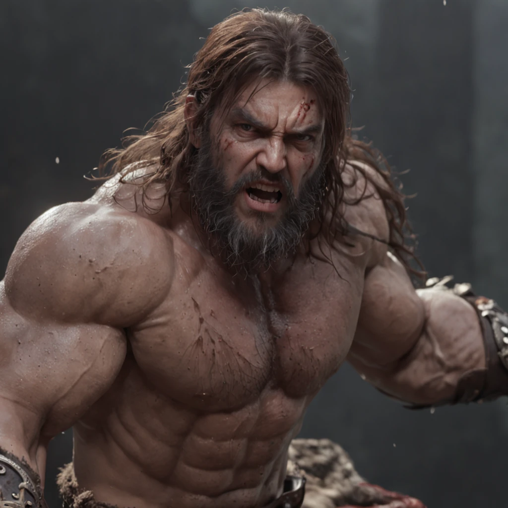 (professional 3d render:1.3) af (Realistic:1.3) most beautiful artwork photo in the world，Features soft and shiny male heroes, ((Epic hero fantasy muscle man rough wet hero angry looking long hair short beard and ferocious expression in dynamic pose, Fantastic location, Majestic cluttered environment)), Full body 8K unified rendering, action  shot, skin pore, very dark lighting, heavyshading, Detailed, Detailed face, (vibrant, photograph realistic, Realistic, Dramatic, Dark, Sharp focus, 8K), (Old leather garments damaged by weathering:1.4), ((((Wear fur)))), (Intricate:1.4), decadent, (Highly detailed:1.4), Digital painting, rendering by octane, art  stations, concept-art, smooth, Sharp focus, illustration, Art germ, (loish:0.23), wlop ilya kuvshinov, and greg rutkowski and alphonse mucha gracias, (Global illumination, Studio light, volumettic light), heavy rain, particles floating, lotr, fantasy, elf, full bodyesbian, ((Dark and ancient city background:1.3)),CGSesociety,art  stations