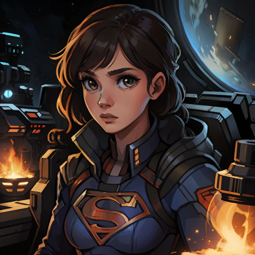 "starsector photo of a confident and powerful supergirl"