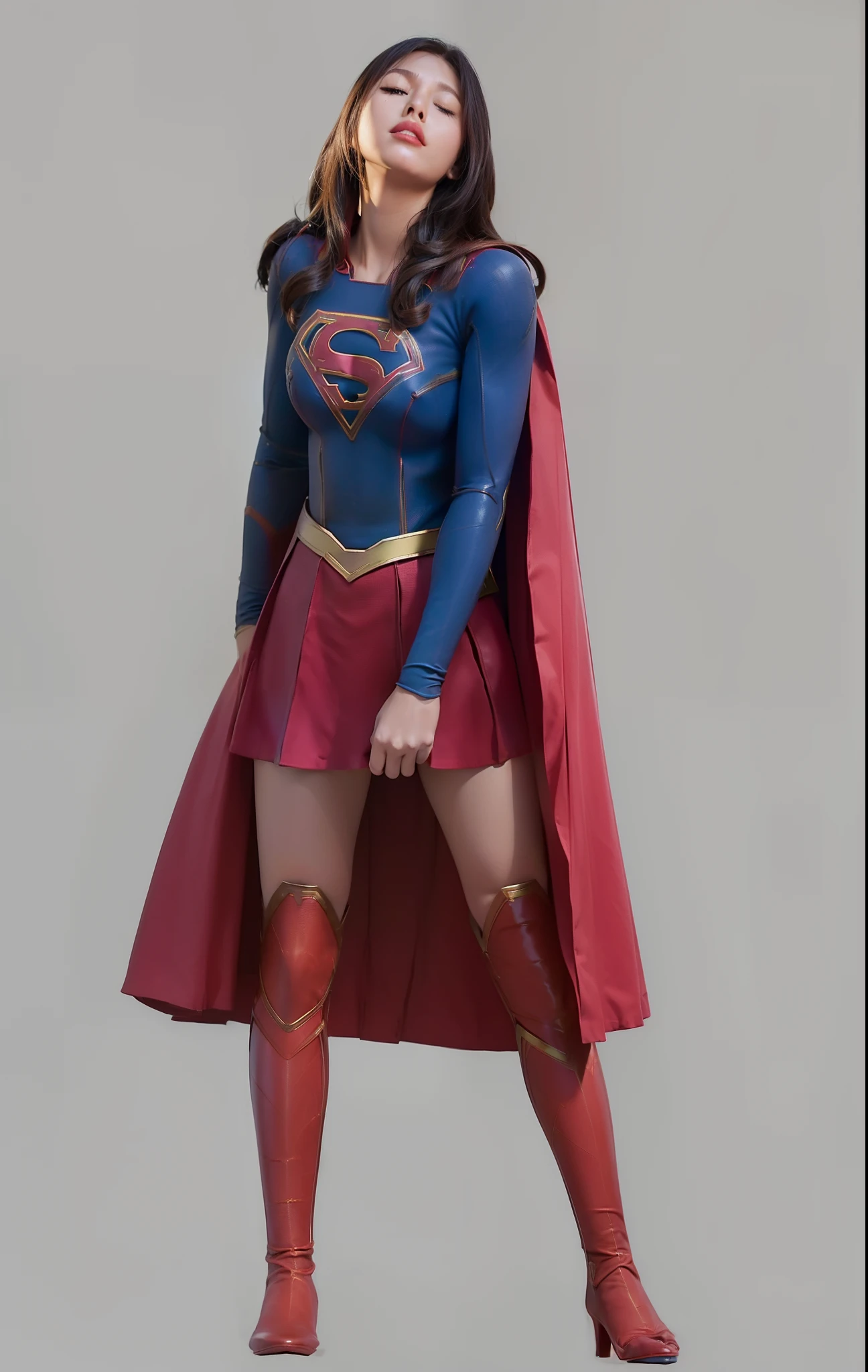 (((Make the most of the original image)))、(((Supergirl Costume)))、(((Hung)))、(((Eyes closed、s asleep)))、((bras、weak legs))、(((Facing down、Depressed)))、((Get))、((Suffering))、((Doll condition))、((Suffering))