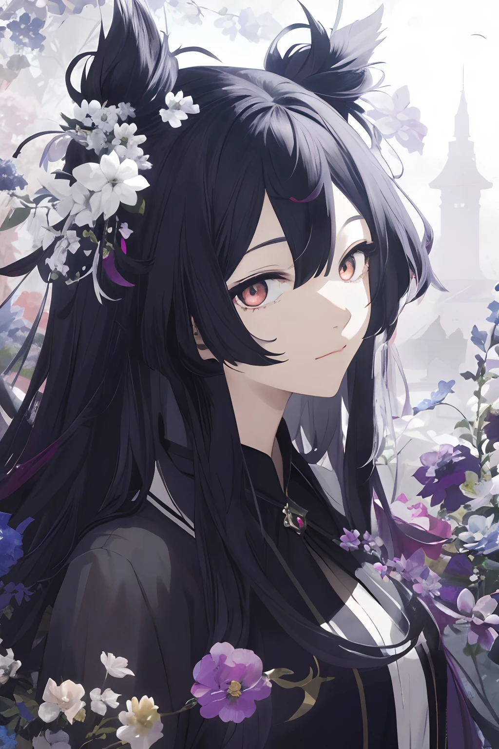 realisticlying、Masterpiece quality、best qualtiy、offcial art、Beauty and aesthetics：1.2、Very detailed fractal art、Colorful abstract background、Kizi、Kamimei、long whitr hair、 White eyes、Mysterious magic、Light and dark girl，Black and white color scheme，cinematric light