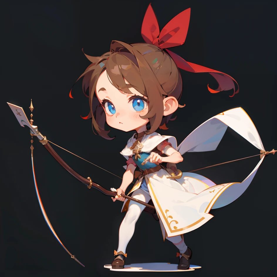 （tmasterpiece，top Quority，best qualtiy），pix，pixelart，full bodyesbian，one-girl，European Middle Ages，holding a bow，adolable，standing on your feet，Full body like，（Very short），（Toddler body type），Without background，Cute version，archer