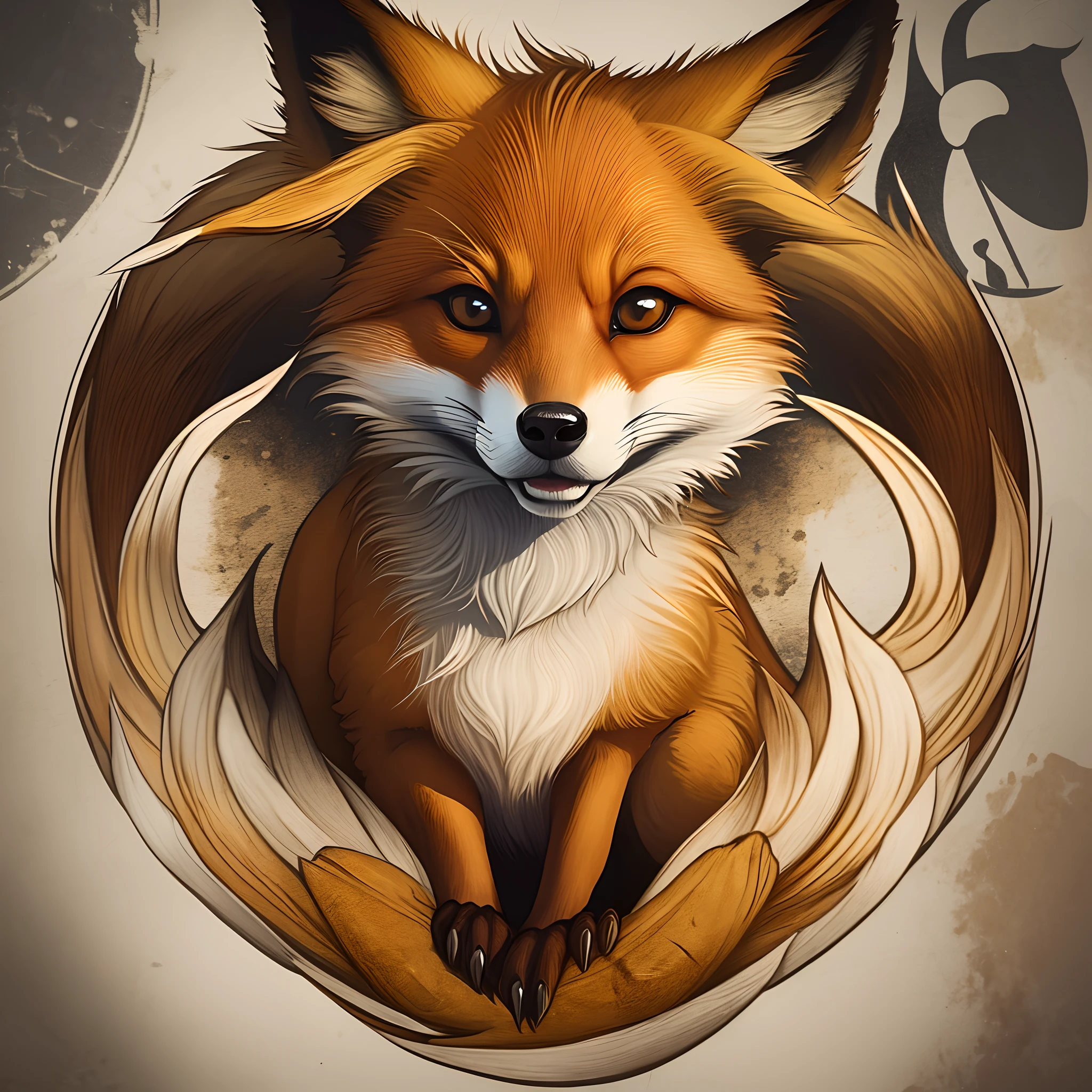 logo with coat of arms design of a fox , com as cores laranja e preto. --auto --s2