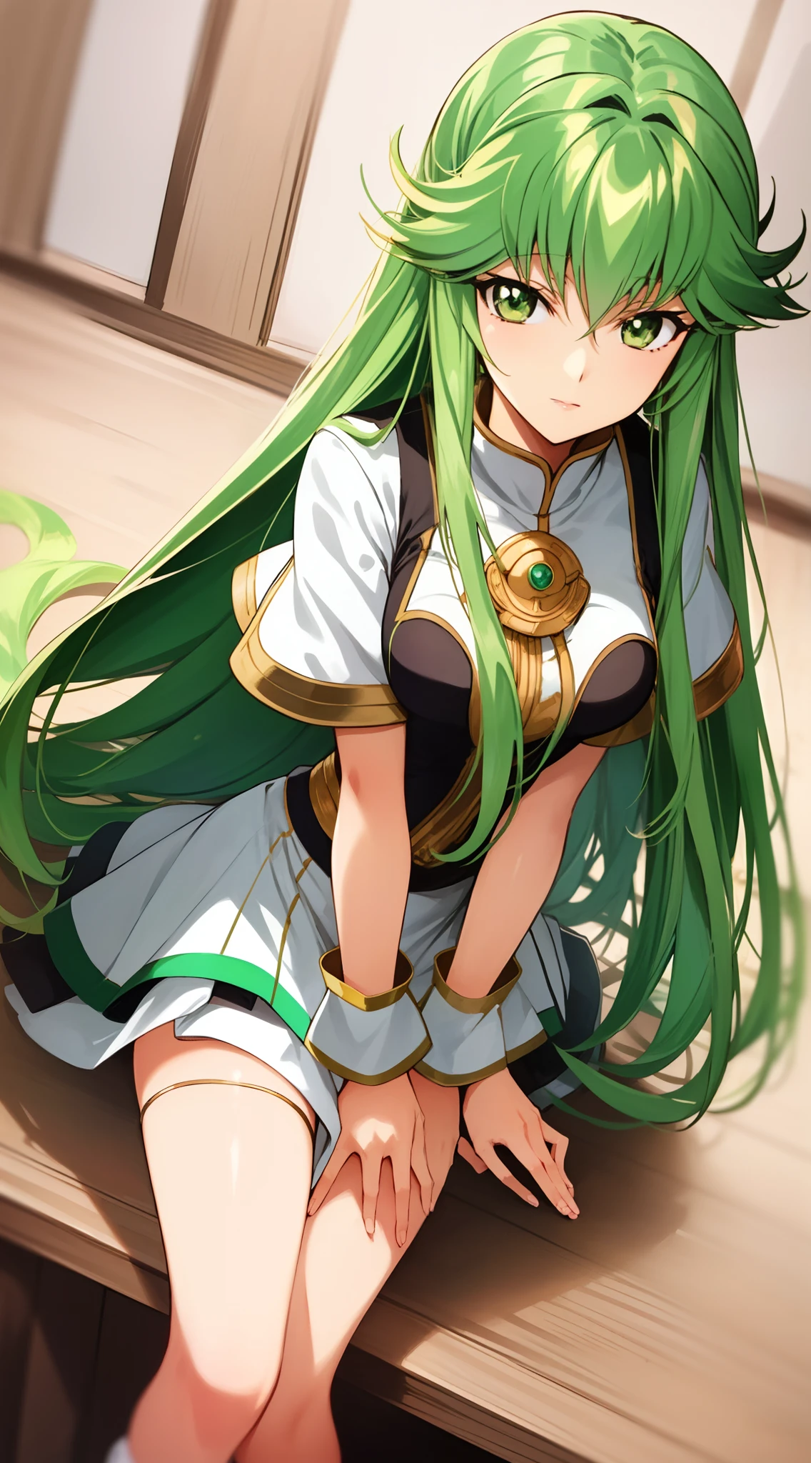 Anime - Imagem de estilo de uma mulher com cabelo verde e um vestido branco, portrait knights of zodiac girl, Senhora Palutena, Palutena, arte oficial, Tatsumaki, Impacto de Ayaka Genshin, Tatsumaki de um homem de soco, Arte Oficial, Krenz Cushart e Artgerm, Marin Kitagawa Fanart