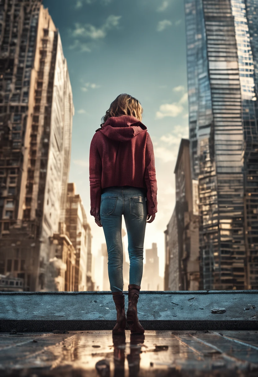 2girls, black_legwear, cityscape, rooftop, scenery, skyscraper, cinematic shot + dynamic composition, incredibly detailed, sharpen, details + intricate detail + professional lighting, film lighting + 35mm + anamorphic + lightroom + cinematography + bokeh + lens flare + film grain + HDR10 + 8K + Roger Deakins, ((cinematic))