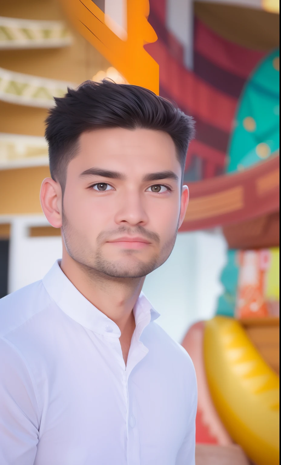 Change background, add a little beard in face, black eyes, do not change face shape and size and pattern