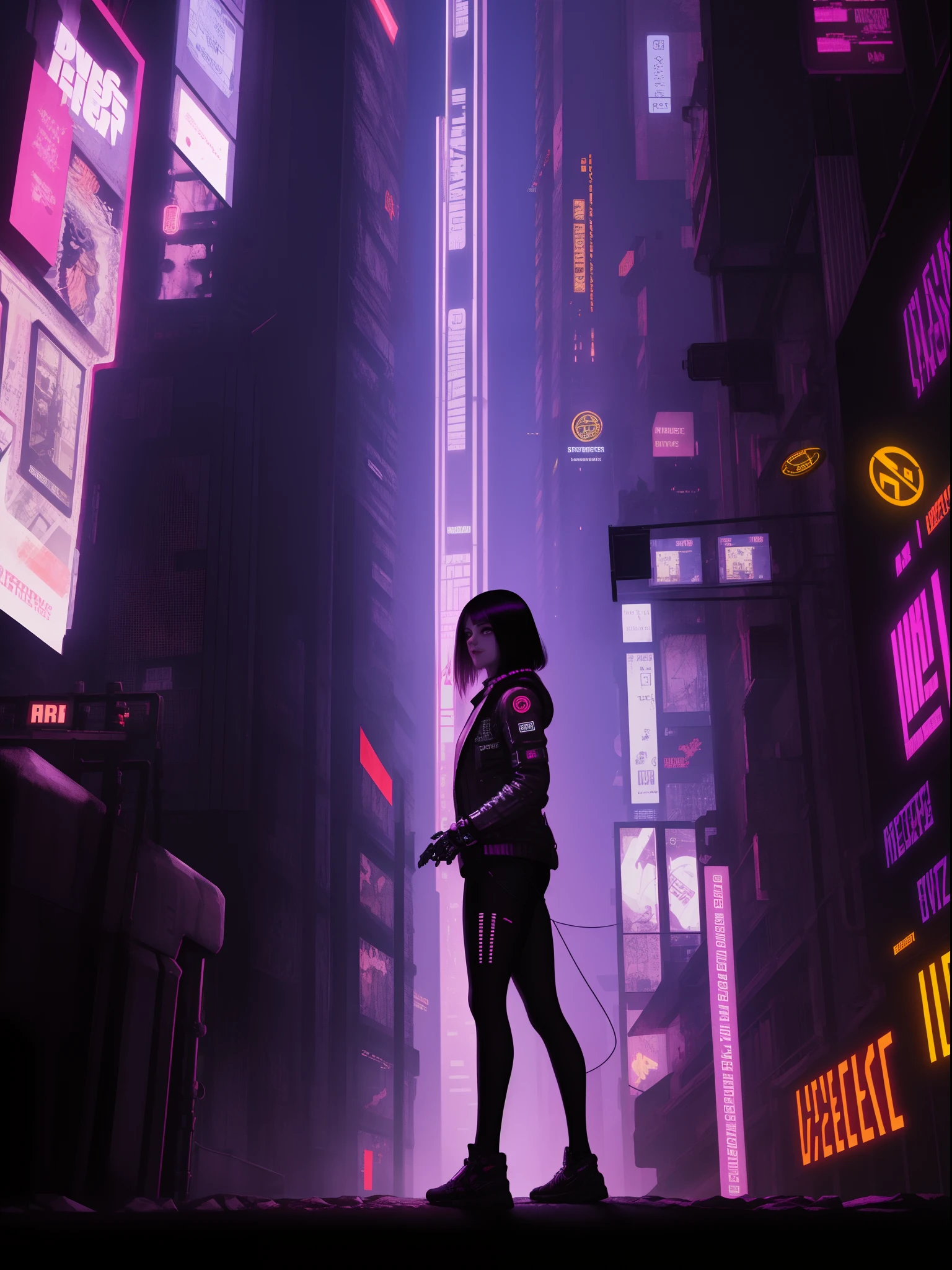 A cyberpunk mechanical style girl standing in front of futuristic city, cyberpunk atmosphere, cyberpunk atmosphere, deep into the metaverse where we go, there is cyberpunk style, cyberpunk theme, in cyberpunk 2077, cyberpunk futuristic, cyberpunk futuristic, synthwave, futuristic cyberpunk, cyberpunk technology, retro cyberpunk, synthwave style