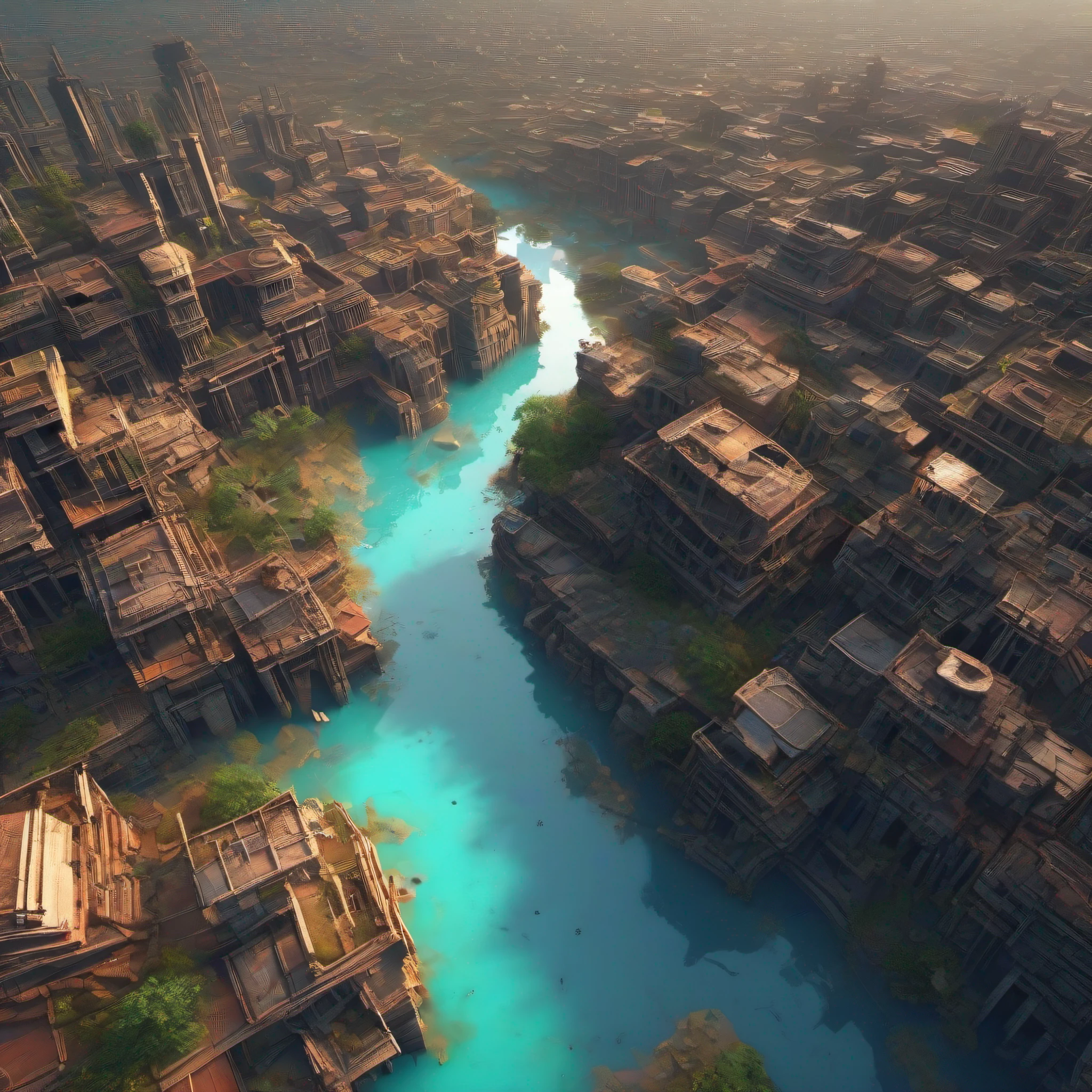 Maya, masterpiece, best quality, ultra-sharp, ultra-detailed, abandoned planet, abandoned the Earth, ghost town, ghost planet, no human background, ruined city, melt down, wide angle, from above, ((Traces of civilization existing there)),