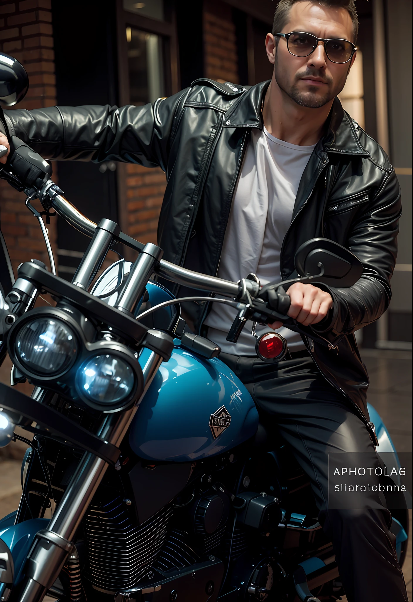 True Style: (Man in business suit), (\Sitting on a motorcycle \), Ultra Detailed. 8K. Unreal 5 —with 750