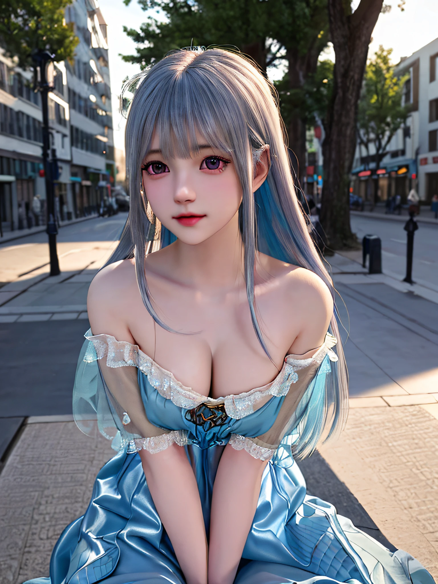 {{1girl}},{{solo}},{{beautiful hair }},depth of field, dreamy, very beautiful girl, 21 years old, detailed portrait, delicate and cute features, lively and cute, surreal, photorealistic, extreme detail, realistic cinematic lighting, moderate highlights, (????:1.2), in the street,