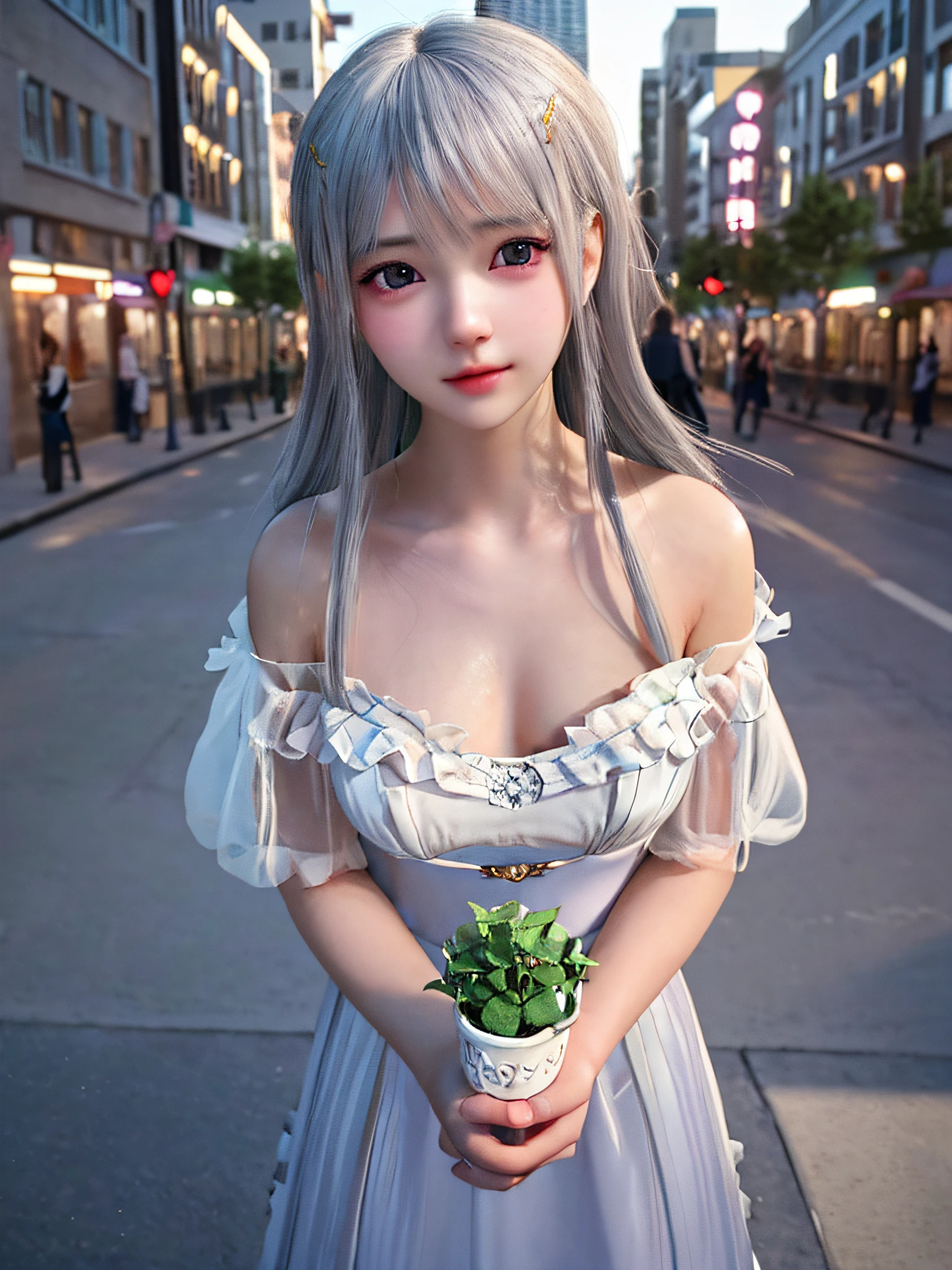 {{1girl}},{{solo}},{{beautiful hair }},depth of field, dreamy, very beautiful girl, 21 years old, detailed portrait, delicate and cute features, lively and cute, surreal, photorealistic, extreme detail, realistic cinematic lighting, moderate highlights, (nsfw:1.2), in the street,