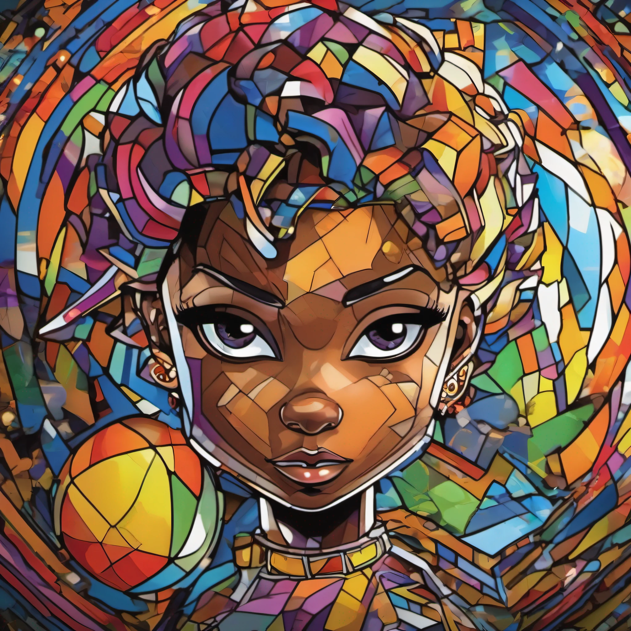 Dragon Ball Z, reelmech, Eduardo Kobra ,Romero Brito,The Filling Twins ,geometric wall ,keflass,vibrant colors and dynamic lines, art, Chibi,Yang08k, beautiful, Coloring ,(dark white aura:1.2,Primary works, superior quality) ,(her distinctive appearance and personality shining through: 1.1) best quality,(a snapshot capturing the ethereal allure of the black woman 1.1)),Official Art, Beautiful and Aesthetic, 512k,keflass,Dragon Ball Z,multidimensional geometric wall ,PORTRAIT , vibrant colors and dynamic lines reminiscent of manga, artwork, Chibi, Yang08k, beautiful, Coloring, mixed colors, top quality, (pastel color background 1.1) (glow around character, 1.1)), Official art, Beautiful and Aesthetics, 512k, Juavatar.