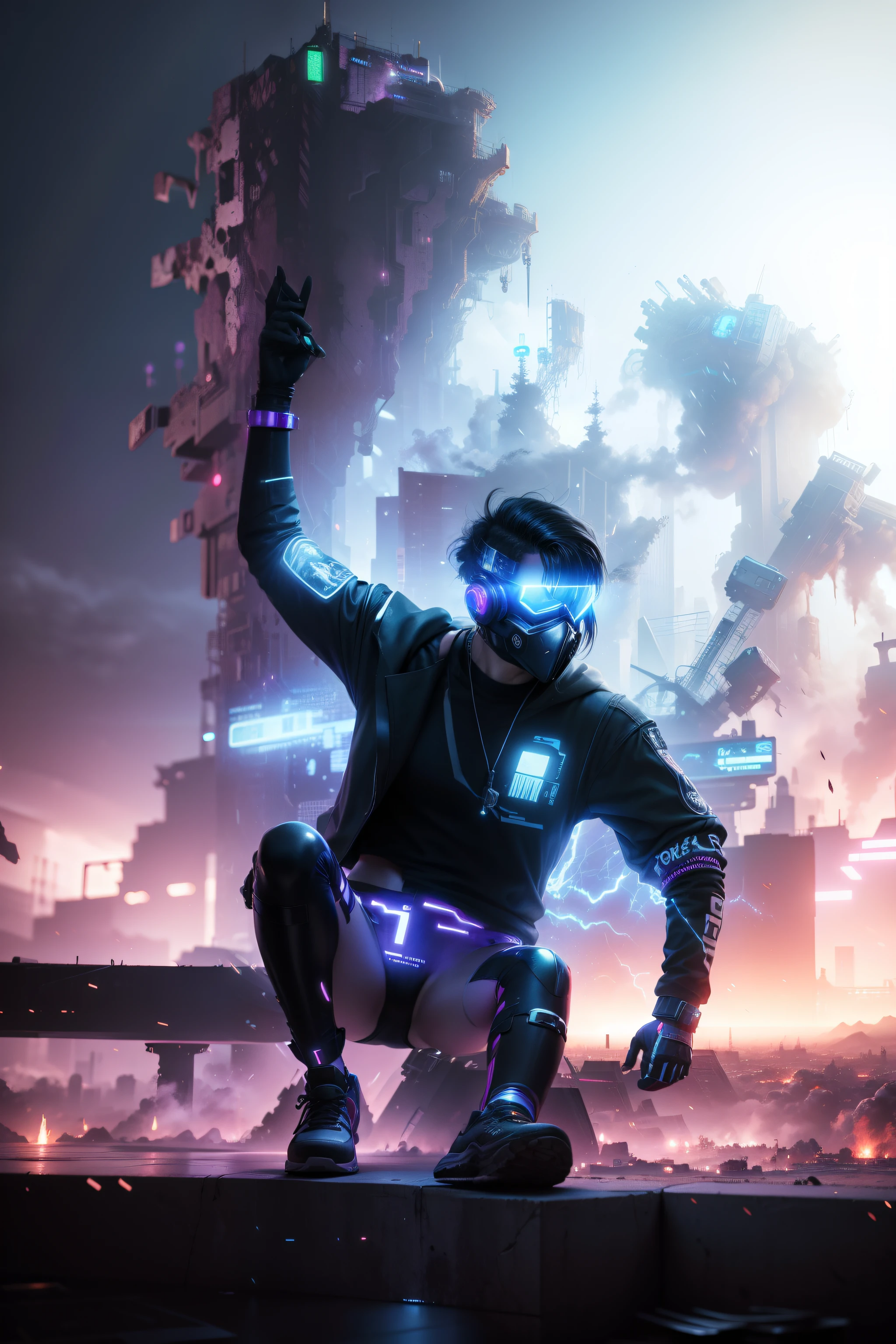 Change background cyber punk ultra realistic 3D