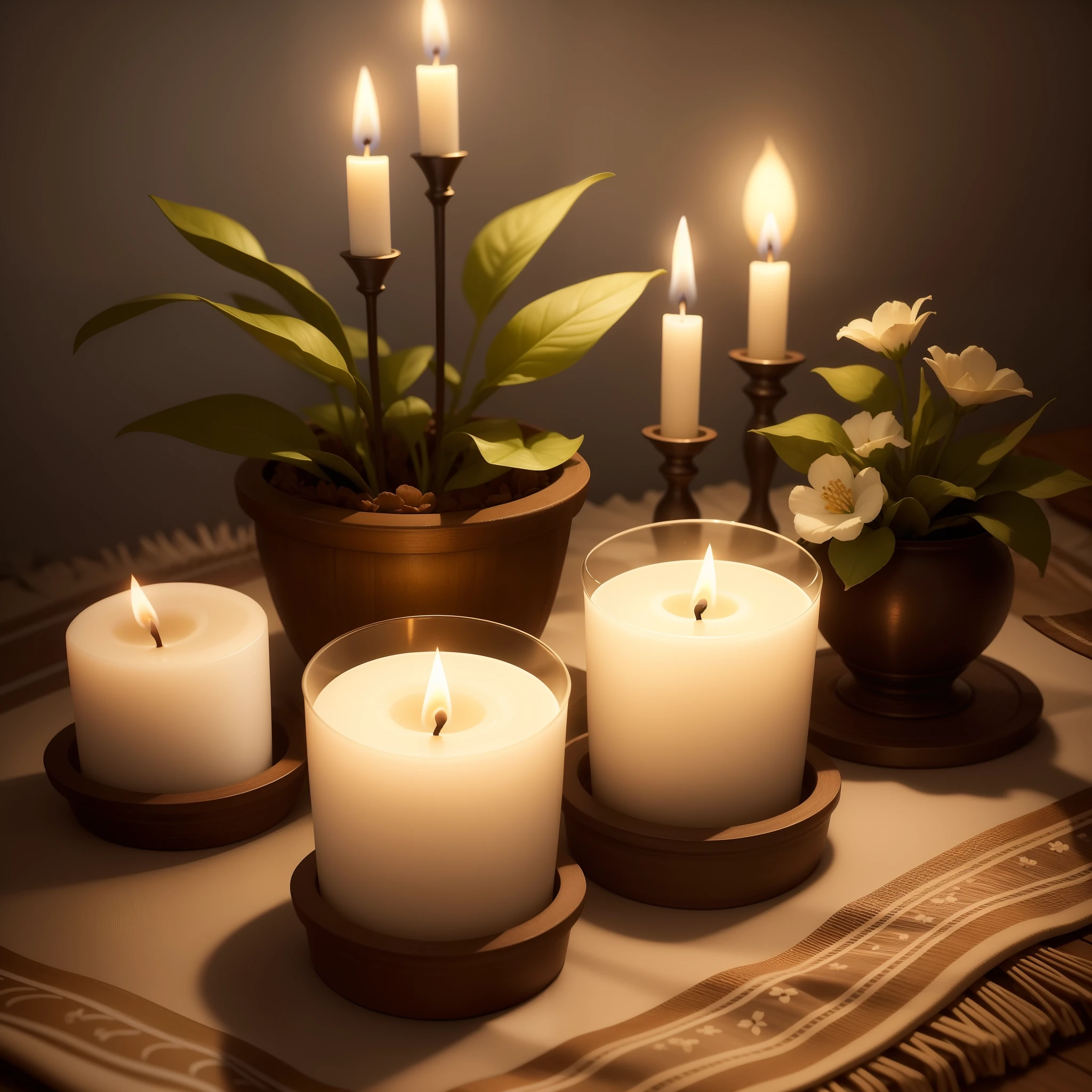 Candles Flores iluminadas com brilho em uma grama especial, super realistic, HD