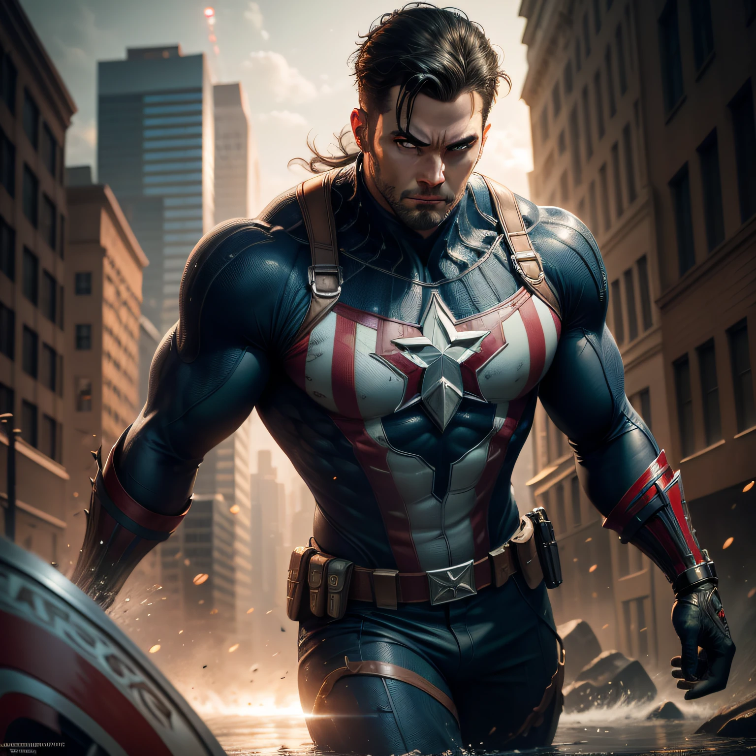 Captian america, organic-looking outfit, gooey testura, symbiote, white eyes, fine art, cinematic scene, highly detailed detailed cinematic rendering, ultra photorealistic raytricing, with cinematic lighting