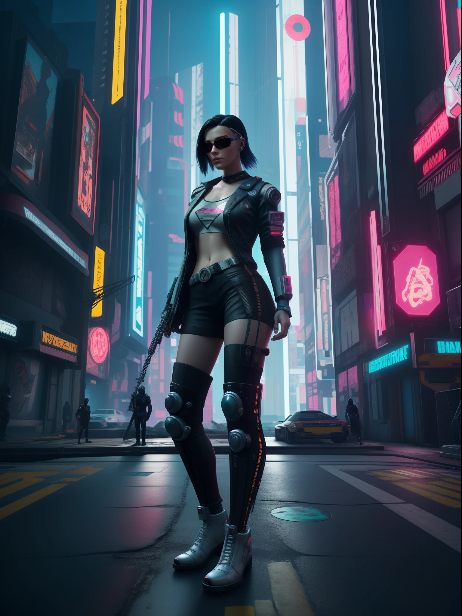 A cyberpunk mechanical style girl standing in front of futuristic city, cyberpunk atmosphere, cyberpunk atmosphere, deep into the metaverse where we go, there is cyberpunk style, cyberpunk theme, in cyberpunk 2077, cyberpunk futuristic, cyberpunk futuristic, synthwave, futuristic cyberpunk, cyberpunk technology, cyberpunk, synthwave style