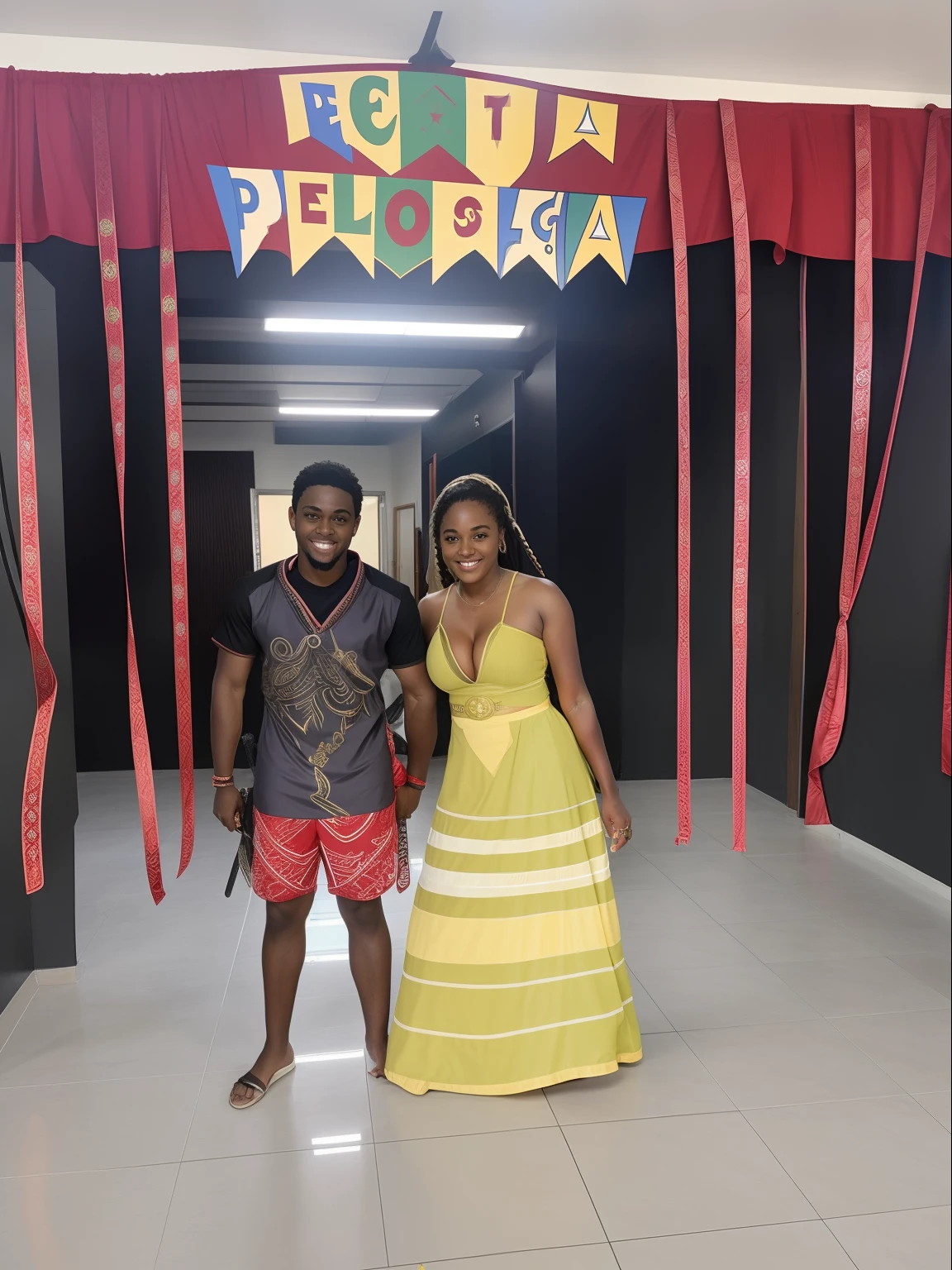 Dois personagens negros de pele clara de anime escolar shonen garoto com espada nas costa