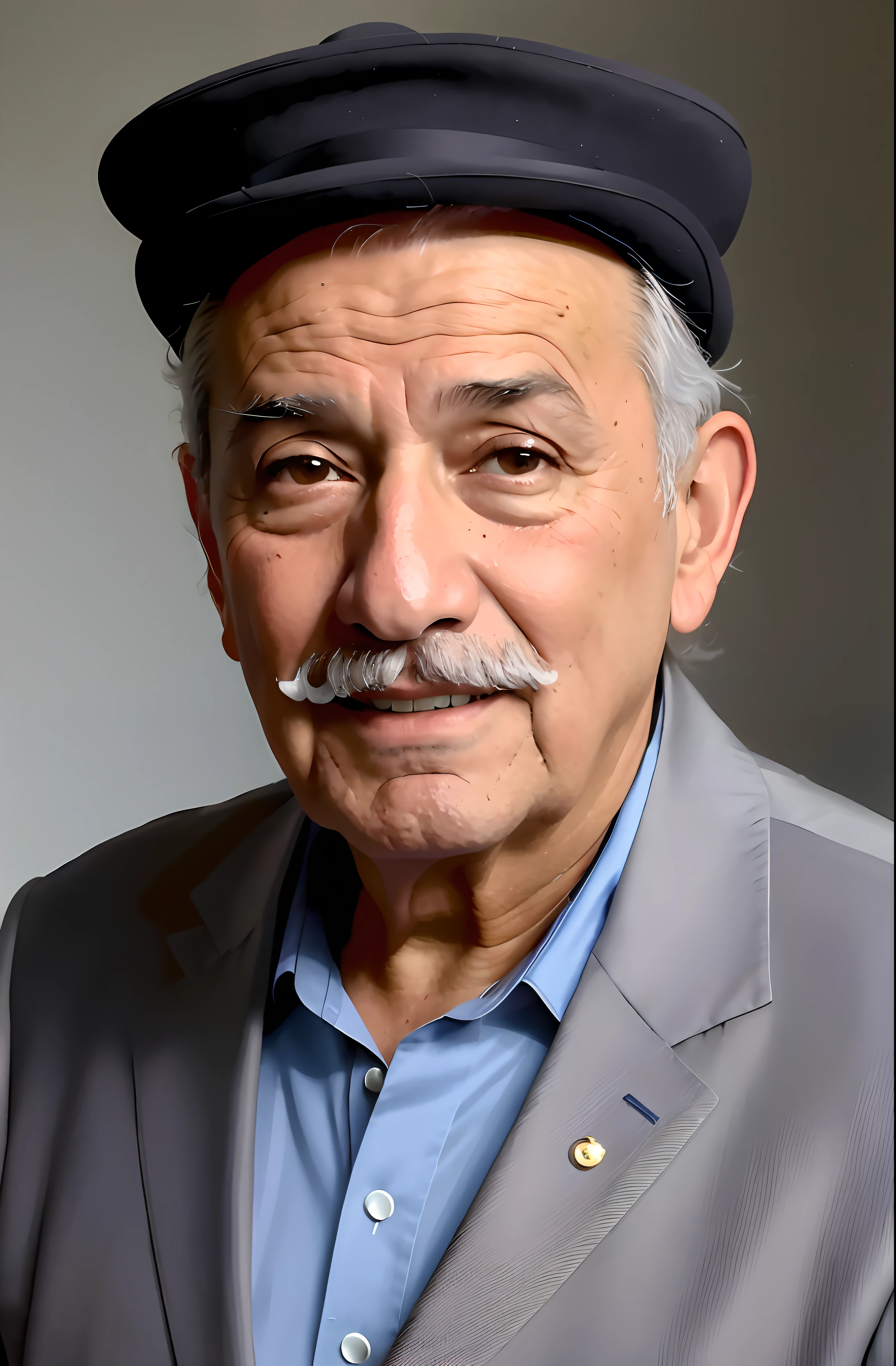 jaqueta de tecido liso, tecido sem textura, arafed man with a mustache and a hat on his head, mario martinez, Zoran Janjetov, Carlos Huante, fotografia headshot, Retrato headshot, Arauto Ortega, juan jose serrano, inspired by Agustín Fernández, Arthur Haas, luiz escanuela, Retrato de Danny Gonzalez, Andrzej Marszalek, pedro correa